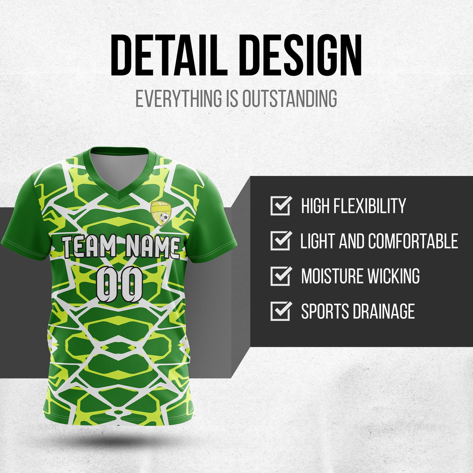 Custom Wild Pulse V-Full Pattern Green  Soccer sport Tops Jersey