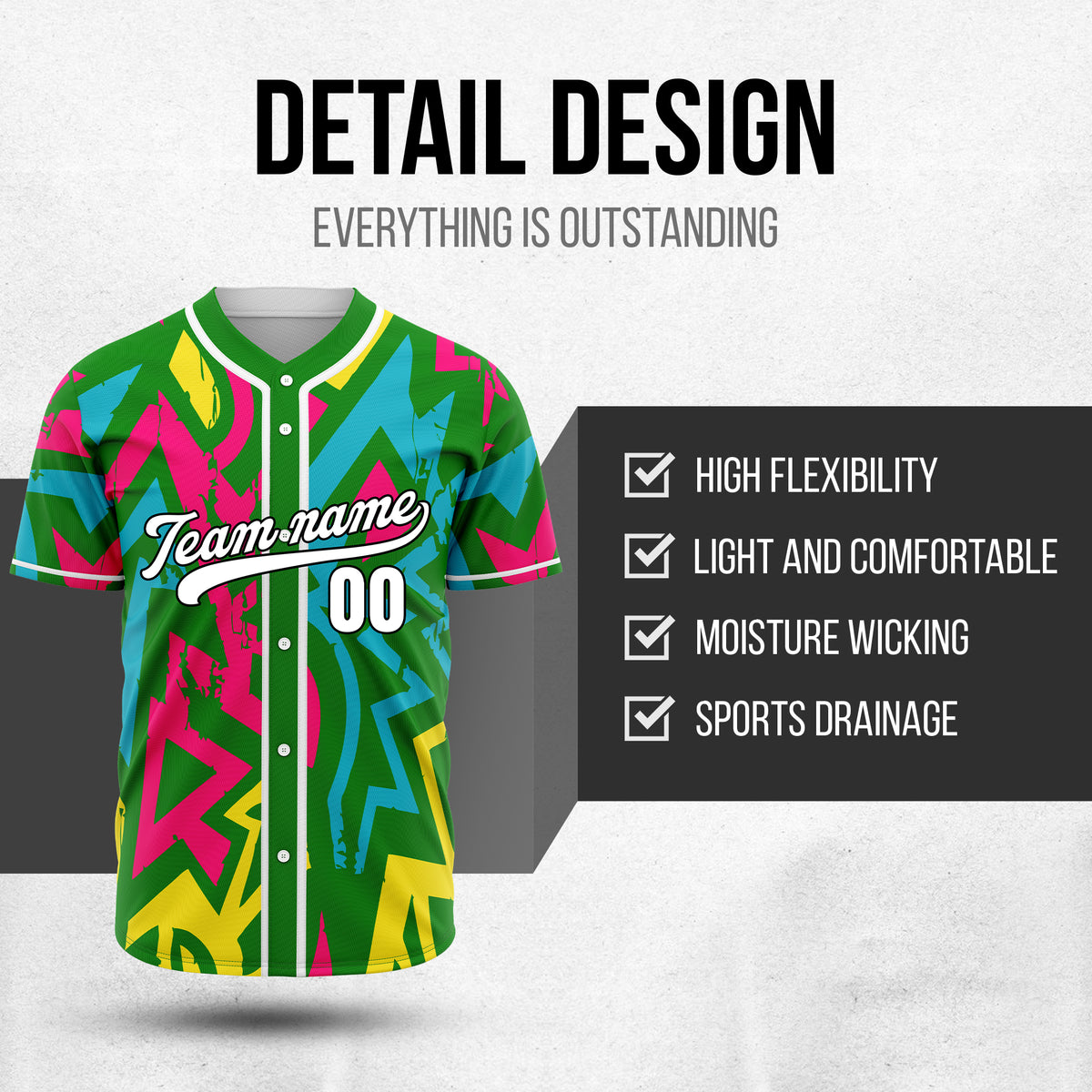 Custom Splash Green Baseball Sports Jersey Personalized Uniform with Name & Number
