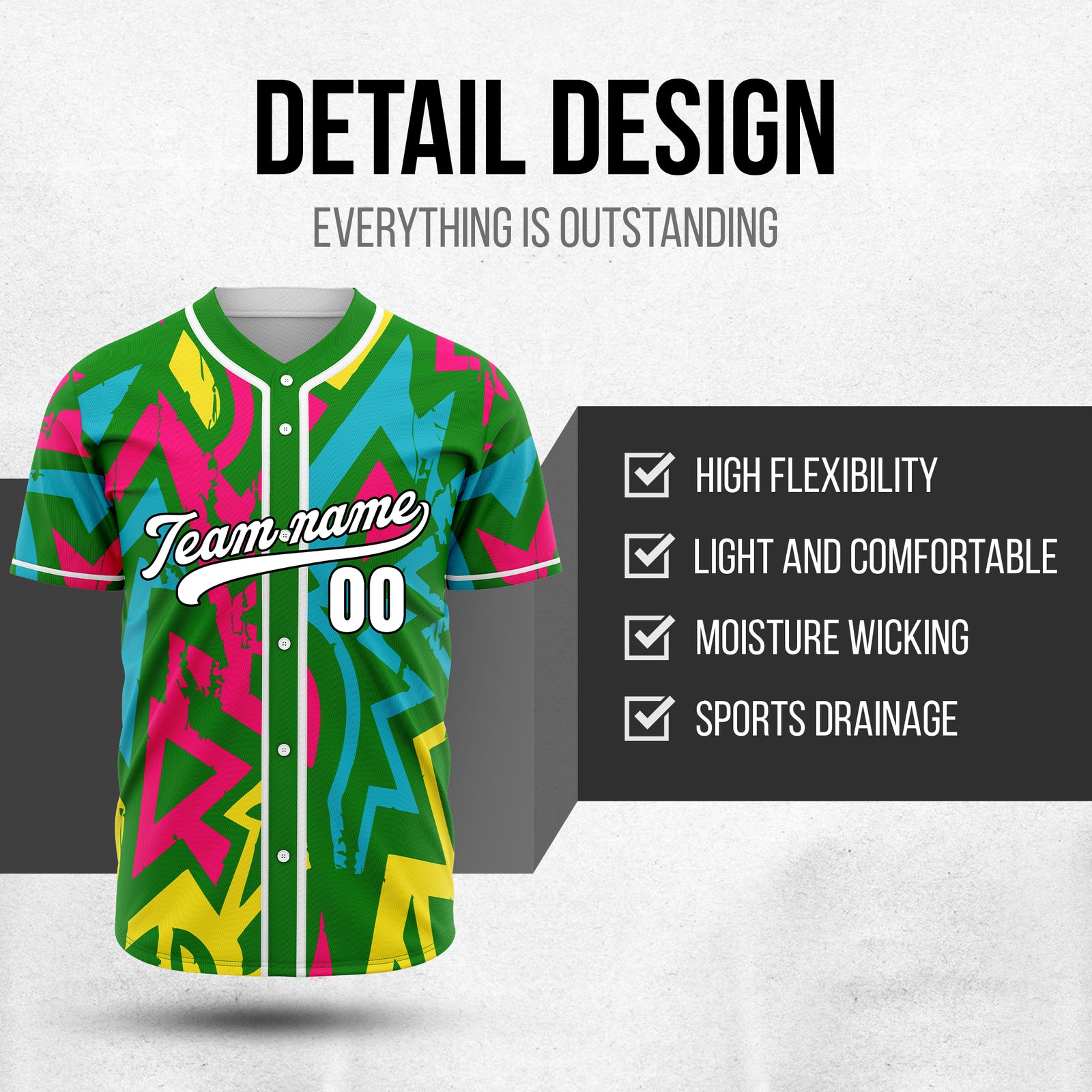 Custom Splash Green Baseball Sports Jersey Personalized Uniform with Name & Number