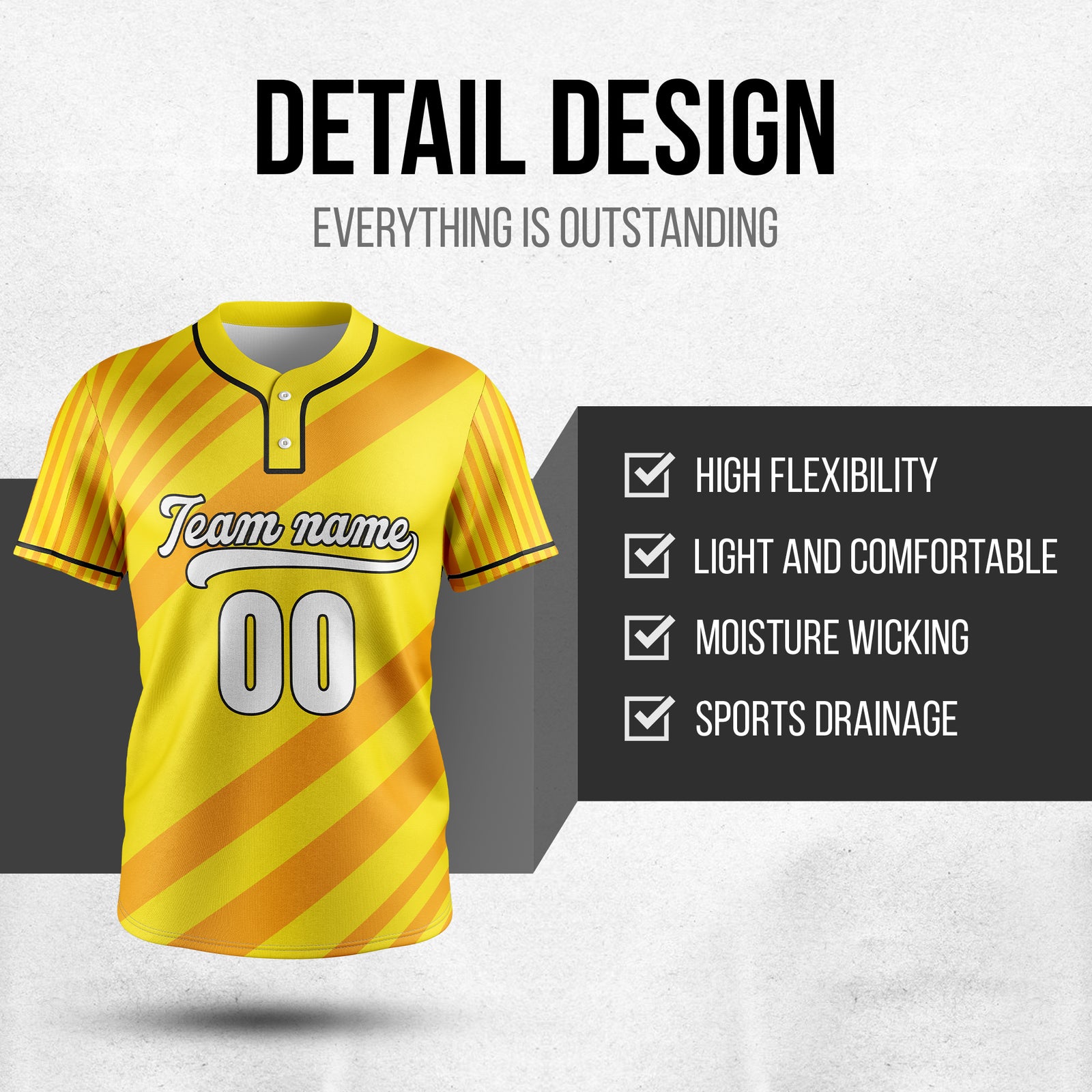 Custom Vibe Split Yellow Baseball Sports Jersey Personalized Uniform with Name & Number
