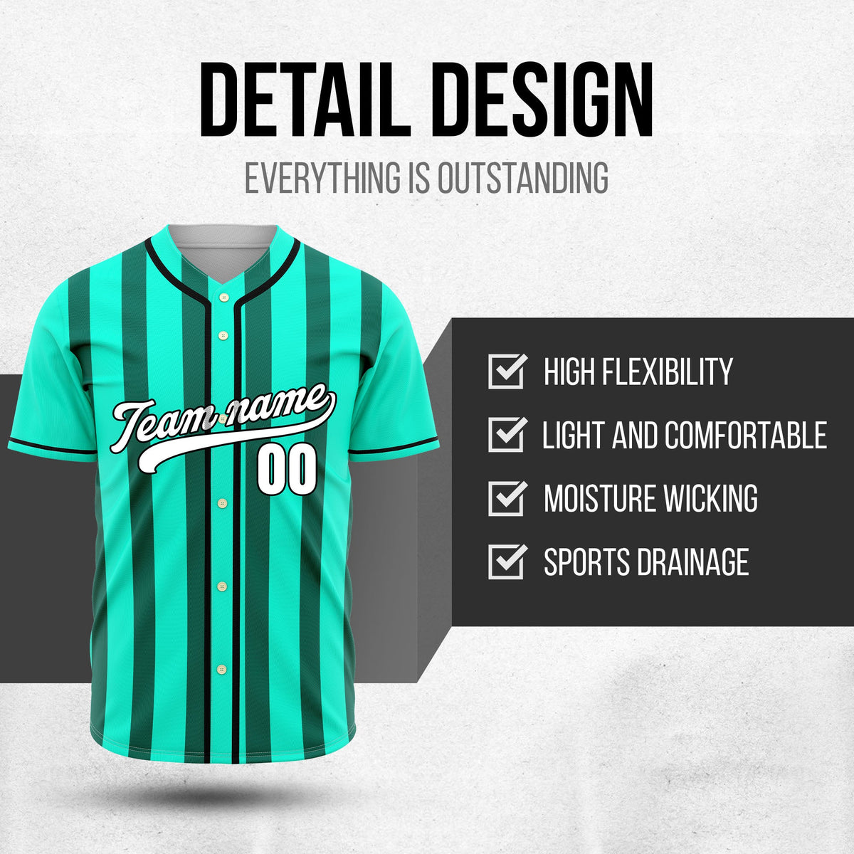 Custom Strikeforce Aqua Raglan Style Baseball Sports Jersey Personalized Uniform with Name & Number