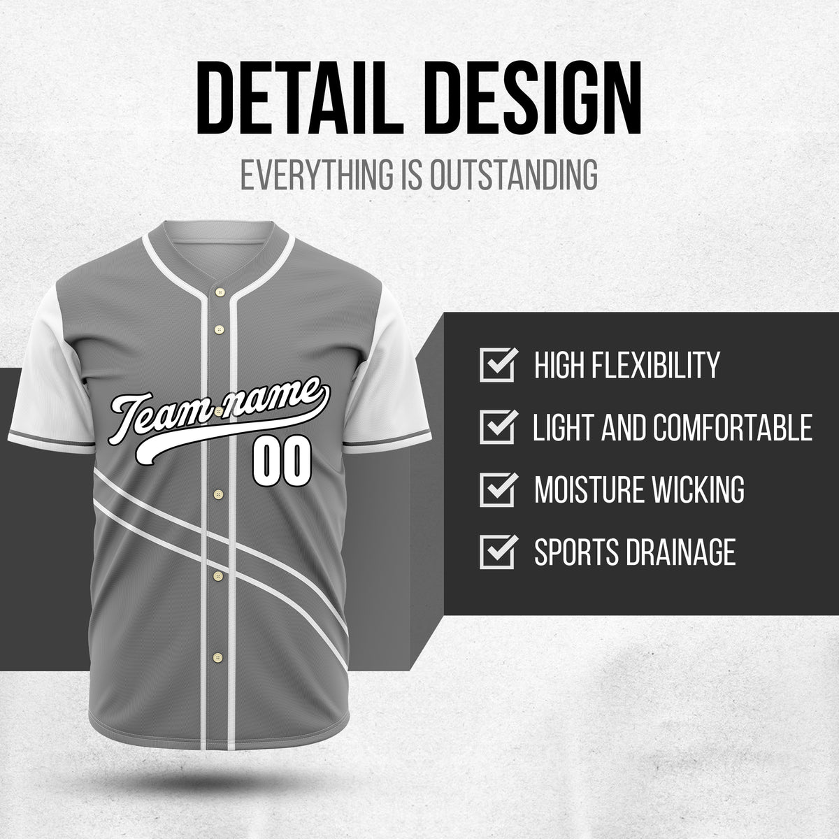Custom Swift Grey Raglan Style Baseball Sports Jersey Personalized Uniform with Name & Number