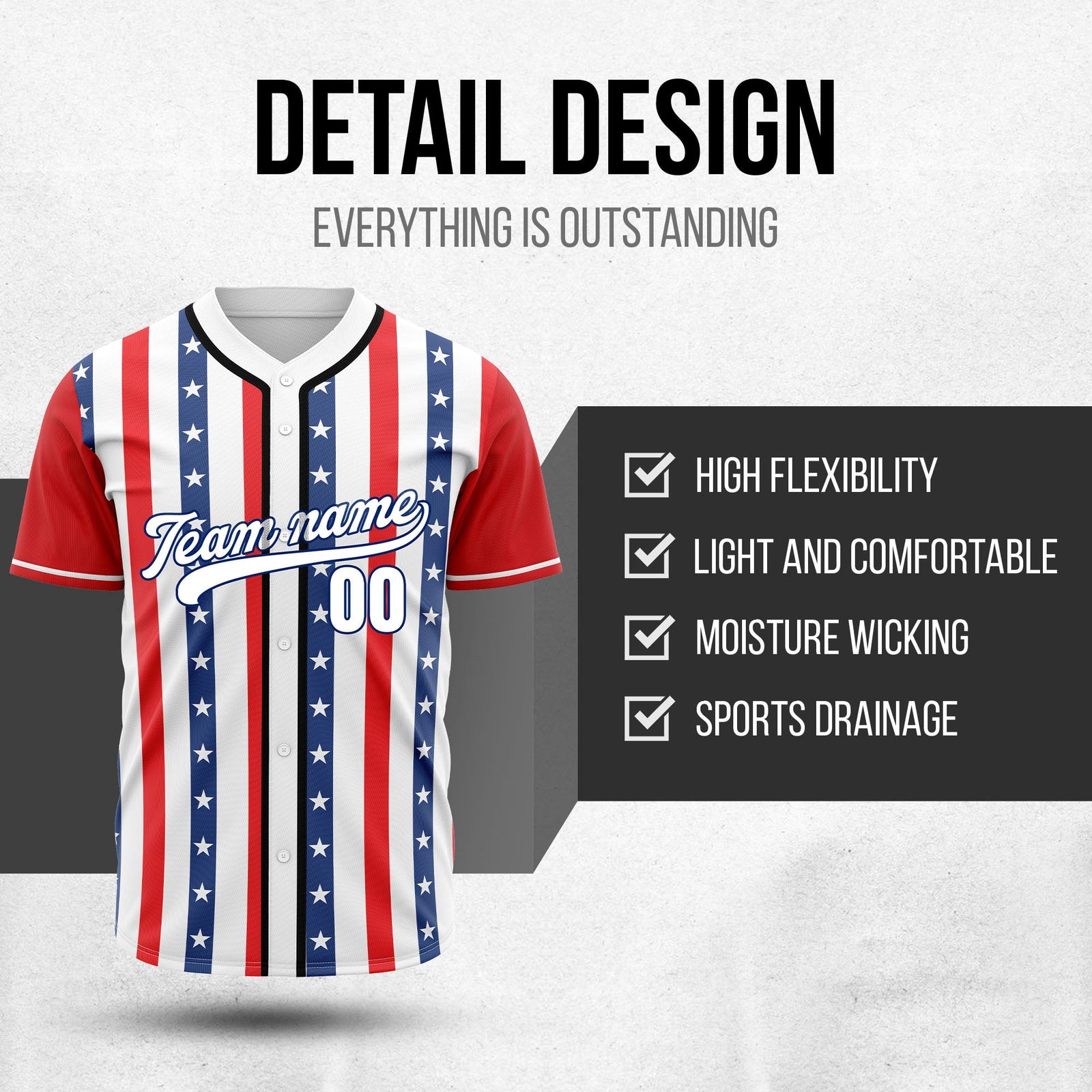 Custom USA Heritage Baseball Sports Jersey Personalized Uniform with Name & Number