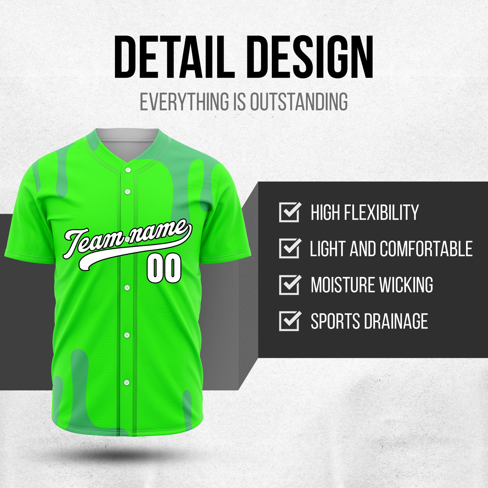 Custom Ink Dripline Neon Green Sports Jersey Personalized Uniform with Name & Number