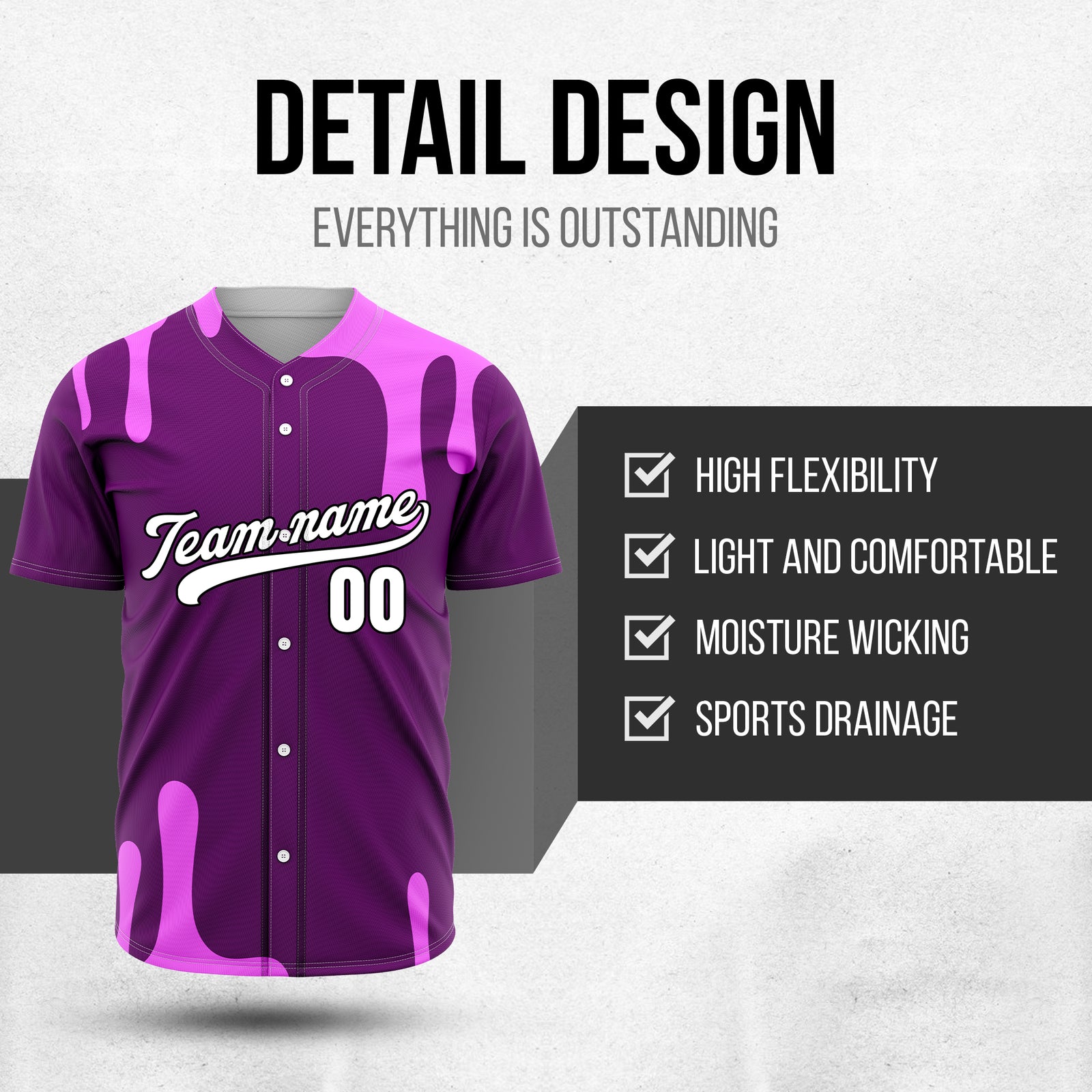 Custom Ink Dripline Purple Sports Jersey Personalized Uniform with Name & Number