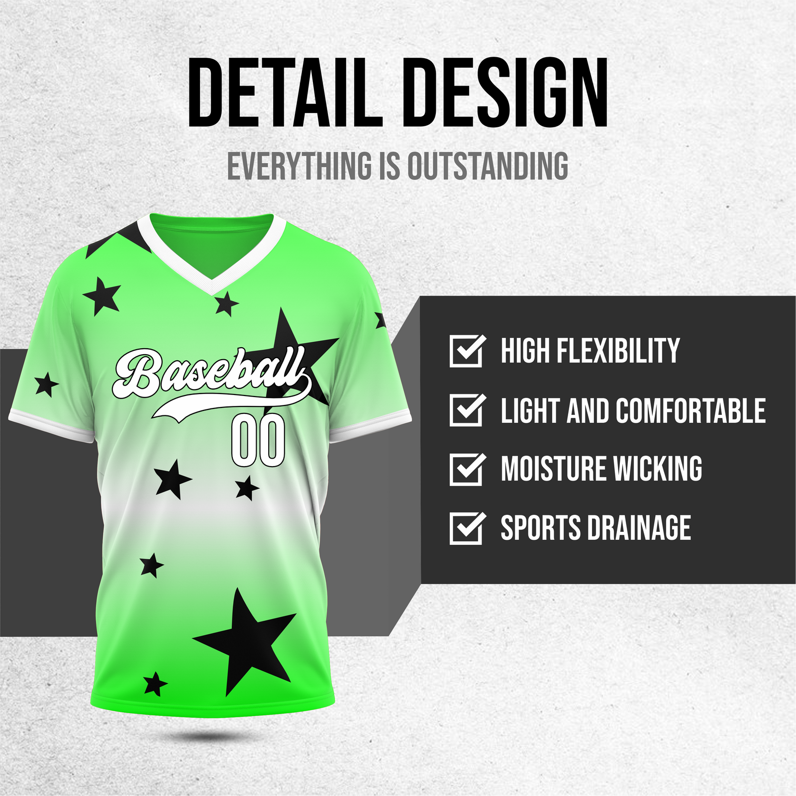 Custom Starfall Gradient Baseball Neon Green Sports Jersey Personalized Uniform with Name & Number