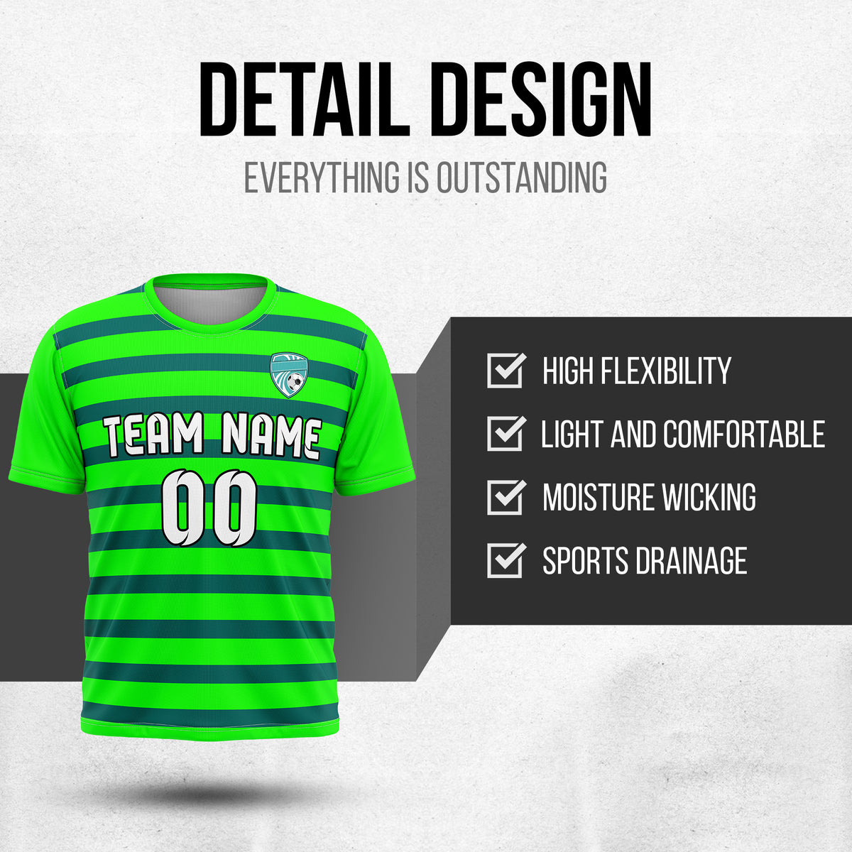 Custom Royal Stripe Neon Green Soccer sport Tops Jersey