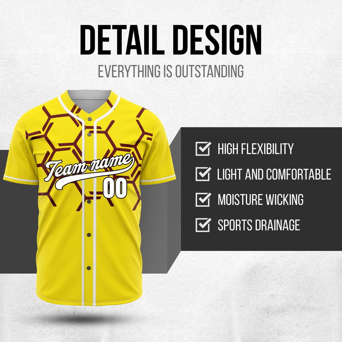 Custom Sting Force Yellow Baseball Sports Jersey Personalized Uniform with Name & Number