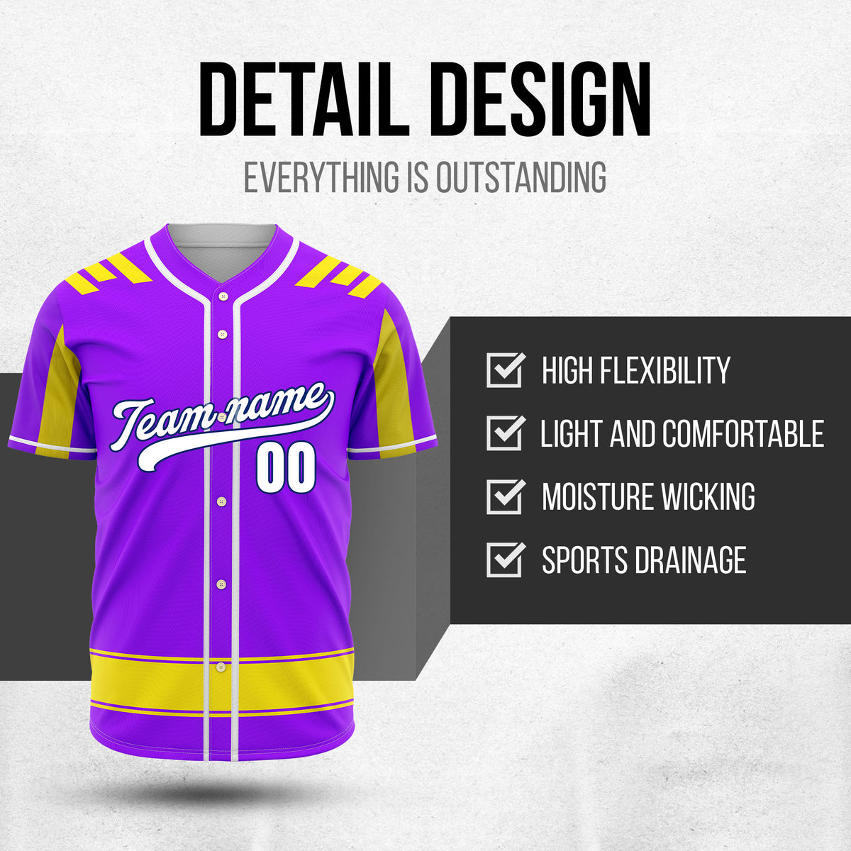 Custom Radiant Strike Purple Raglan Style Baseball Sports Jersey Personalized Uniform with Name & Number