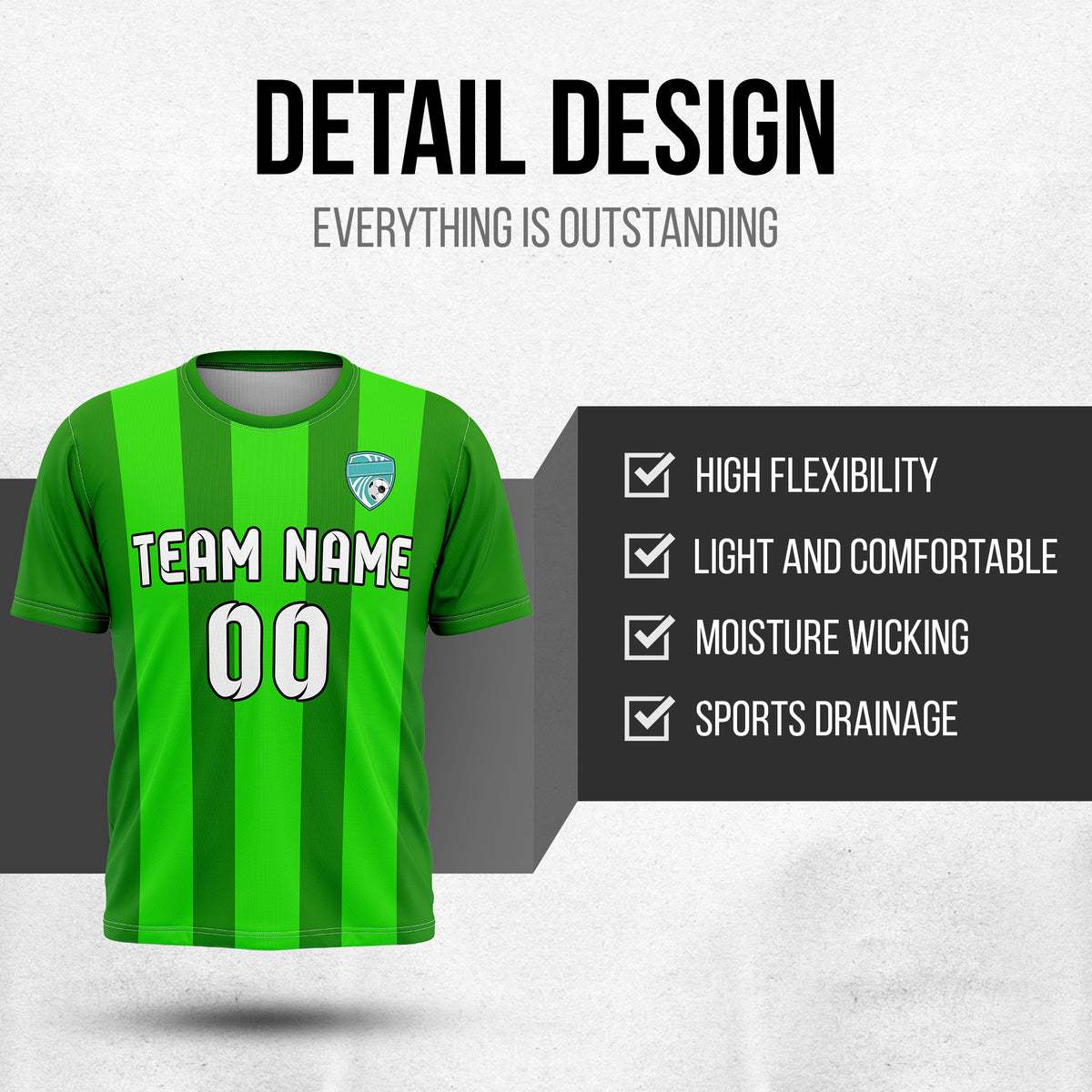 Custom Striker Stripe Green Soccer sport Tops Jersey