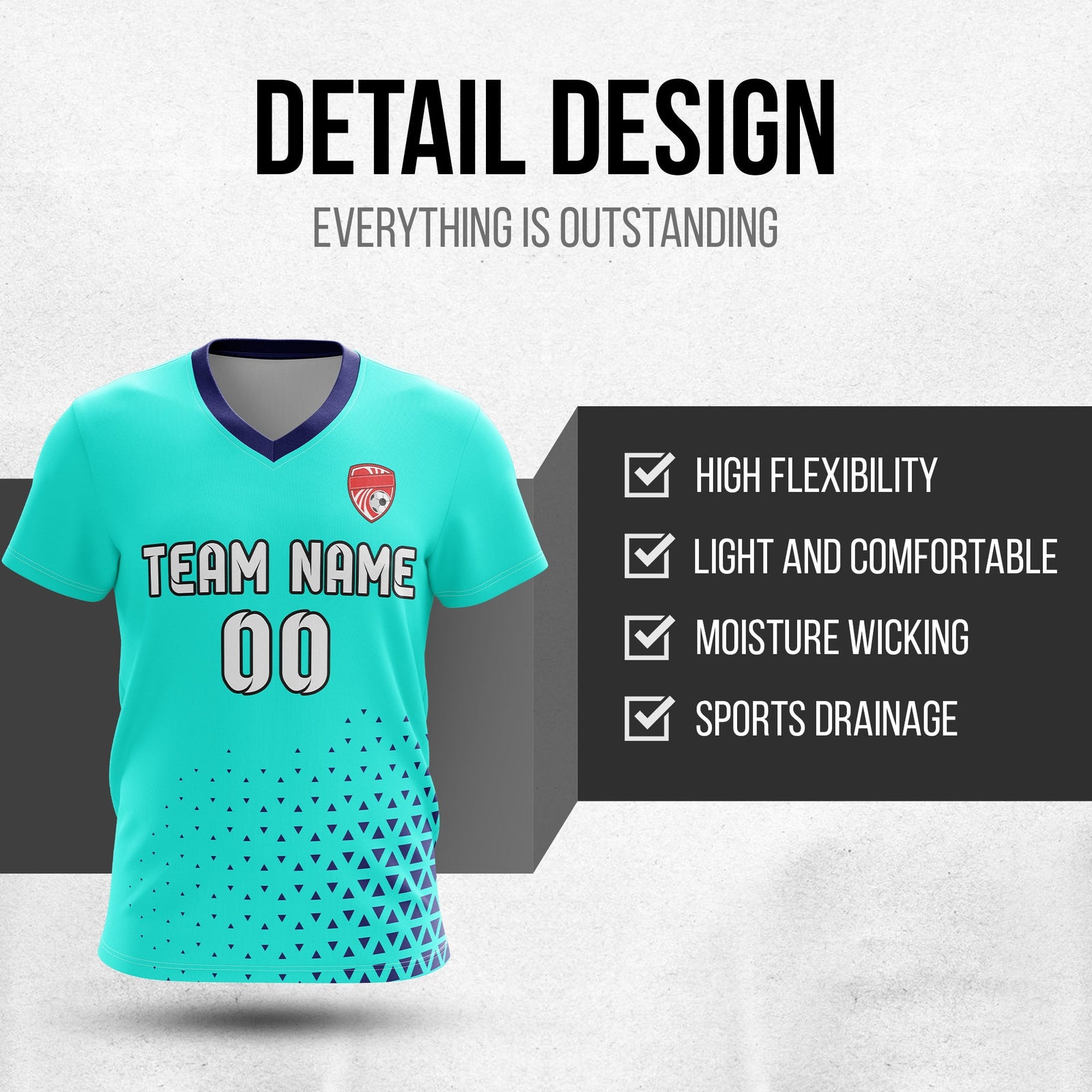 Custom Tri-Edge V-Side Pattern D3 Soccer Sport Tops Jersey