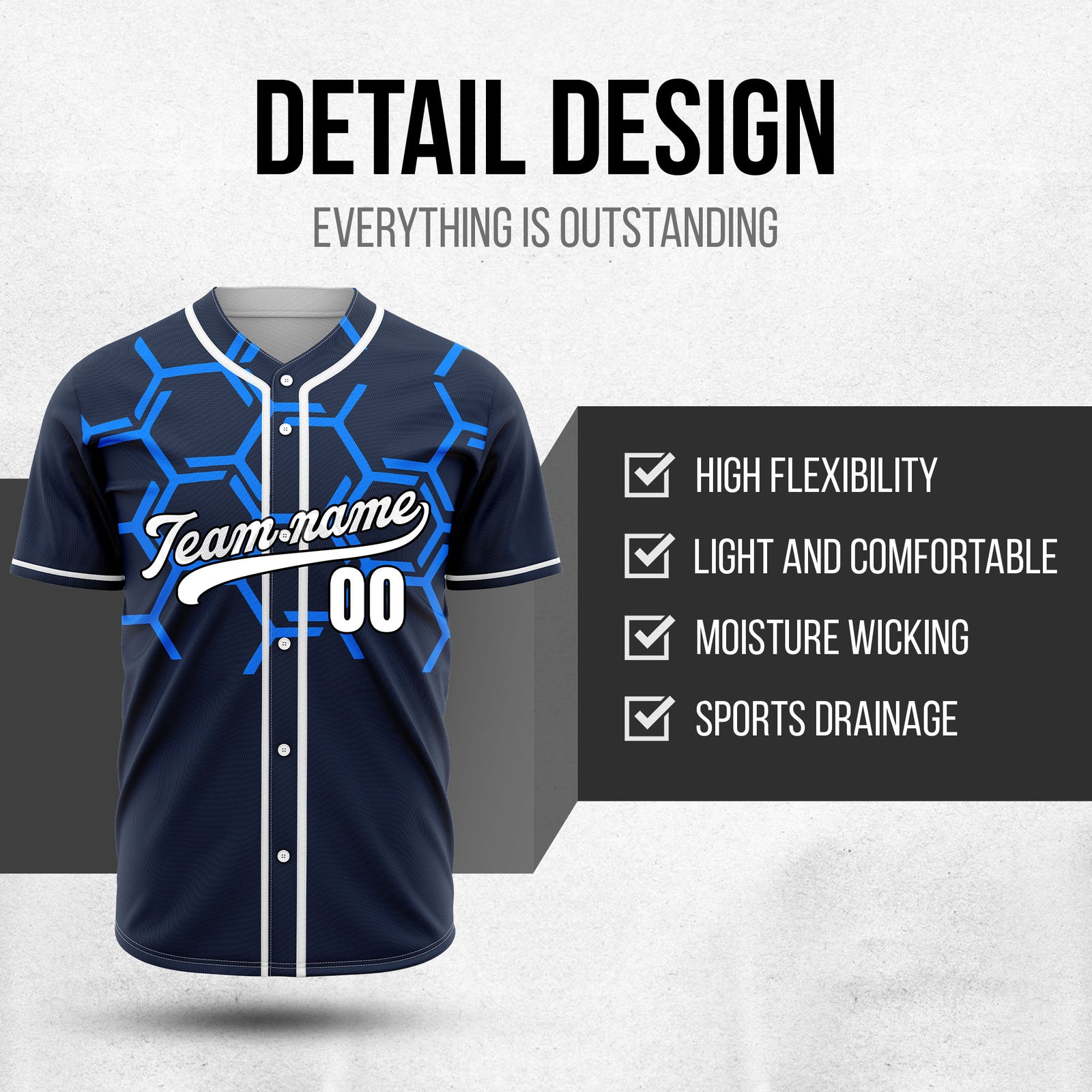 Custom Sting Force Navy Baseball Sports Jersey Personalized Uniform with Name & Number