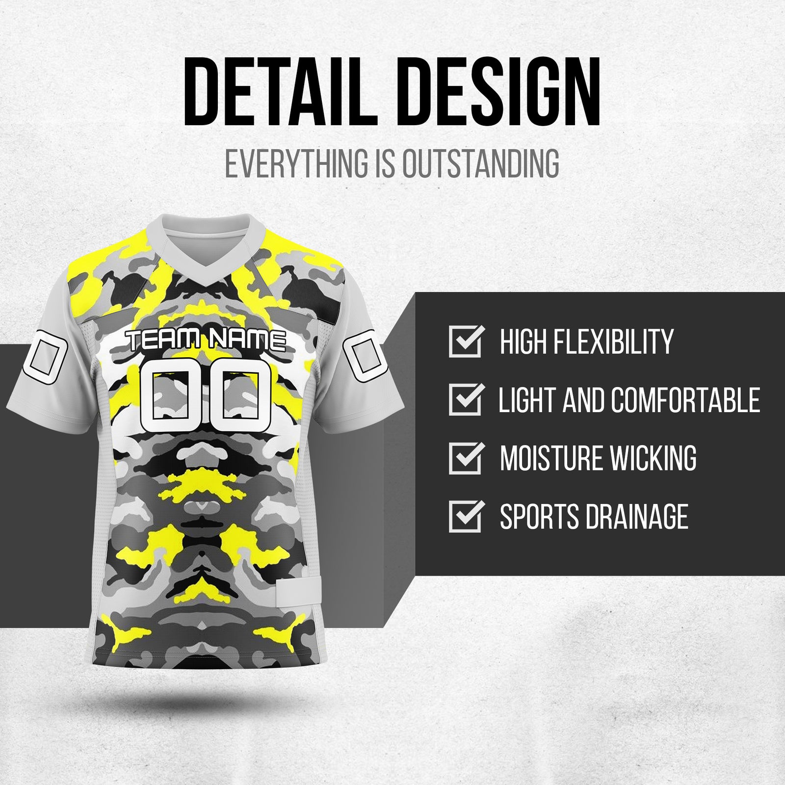 Custom Grey Camo Print Mesh Authentic Football Jersey