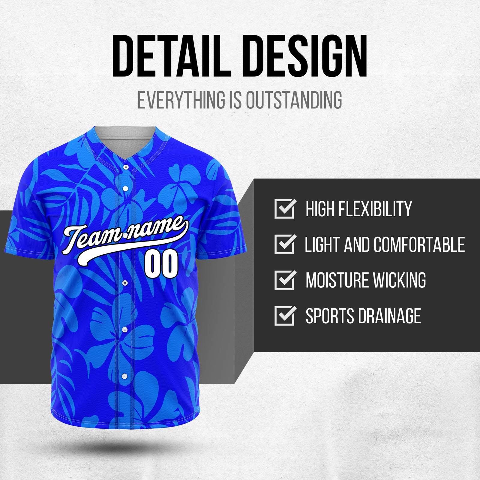 Custom Hawaiian Blue Baseball Sports Jersey Personalized Uniform with Name & Number
