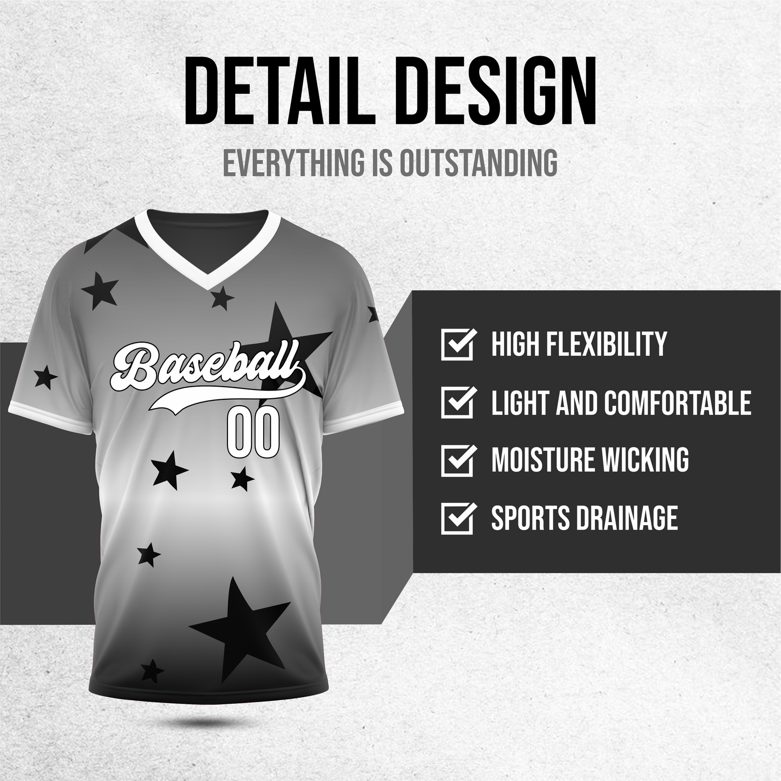 Custom Starfall Gradient Baseball Black Sports Jersey Personalized Uniform with Name & Number