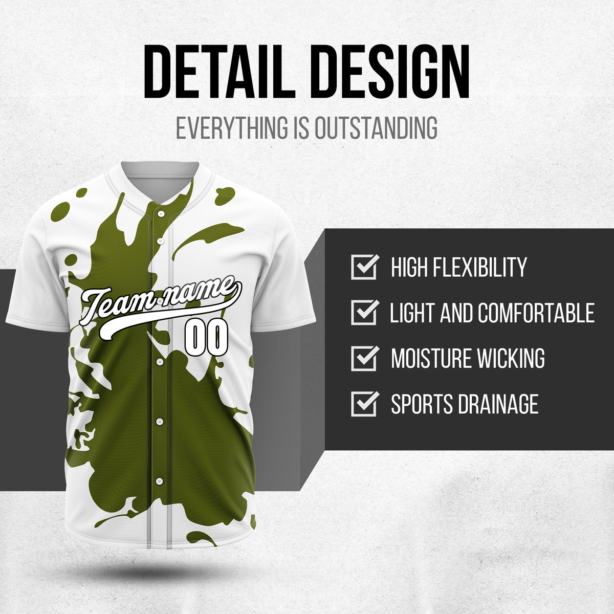 Custom Ink Splash White Baseball Sports Jersey Personalized Uniform with Name & Number
