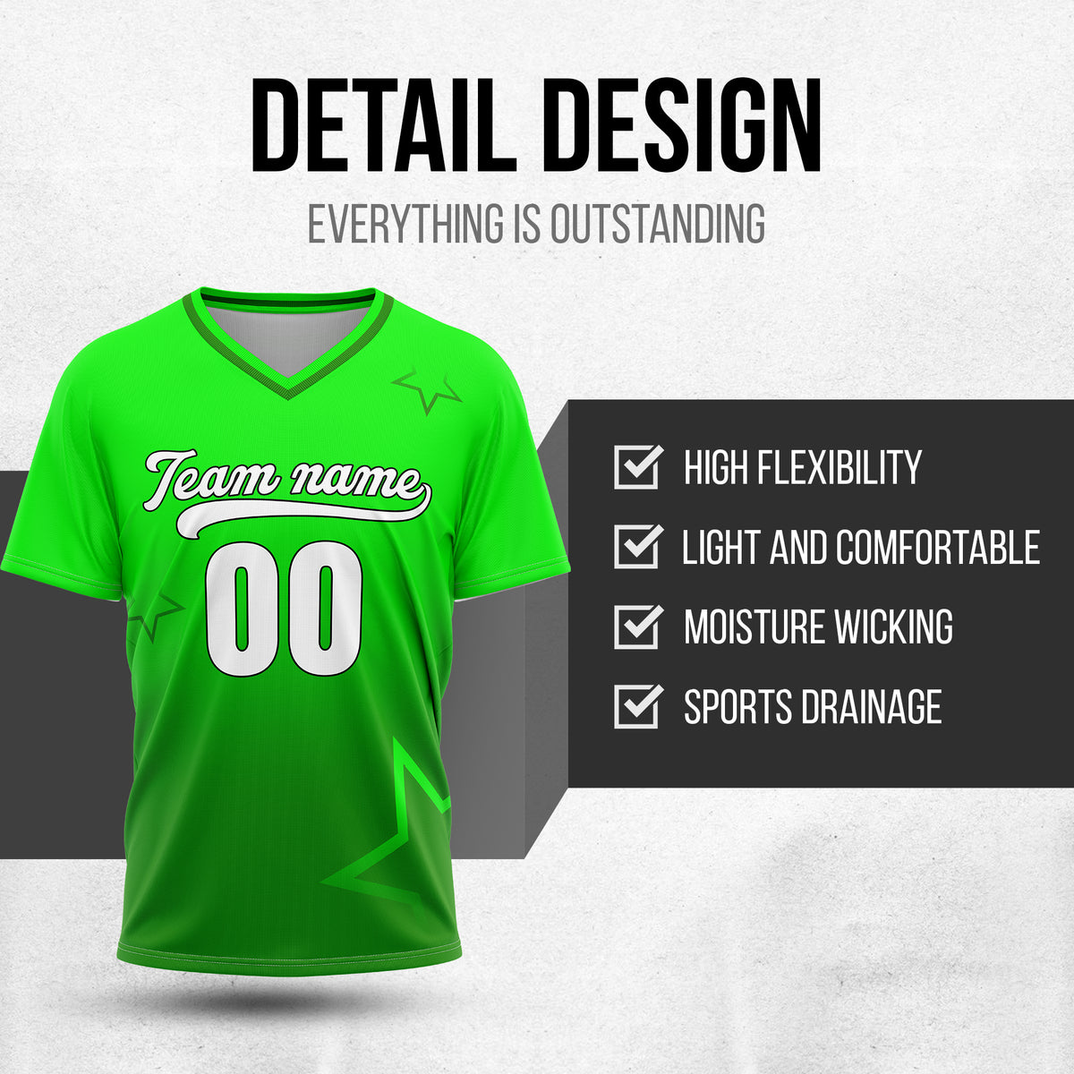 Custom Star Gradient Baseball Neon Green Sports Jersey Personalized Uniform with Name & Number