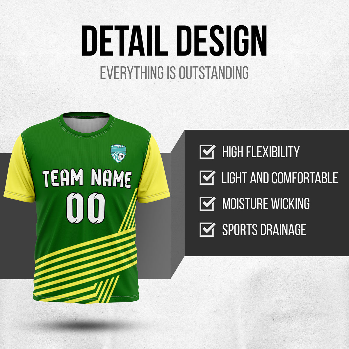 Custom Rapid Line R Side Pattern Soccer Green sport Tops Jersey