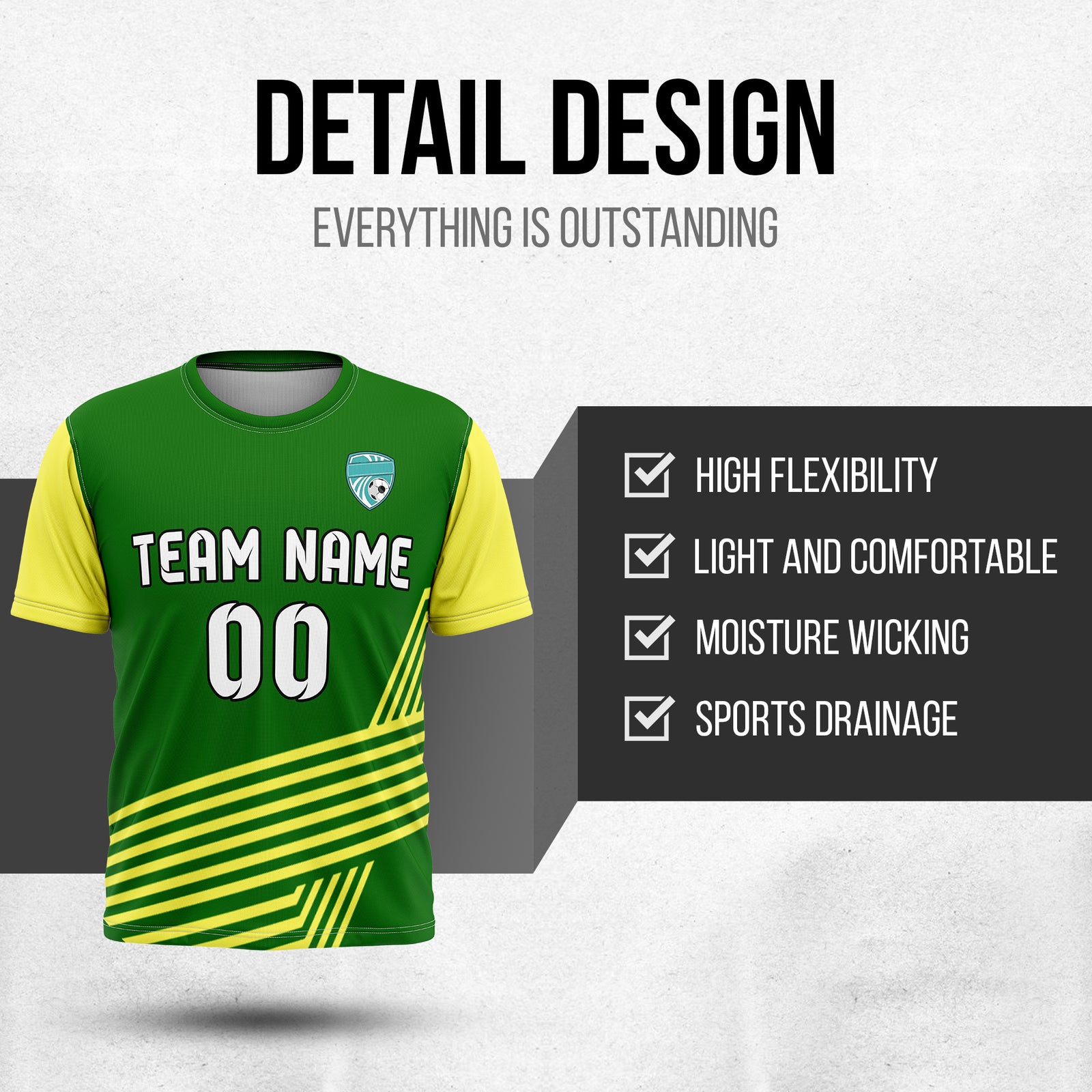 Custom Rapid Line R Side Pattern Soccer Green sport Tops Jersey
