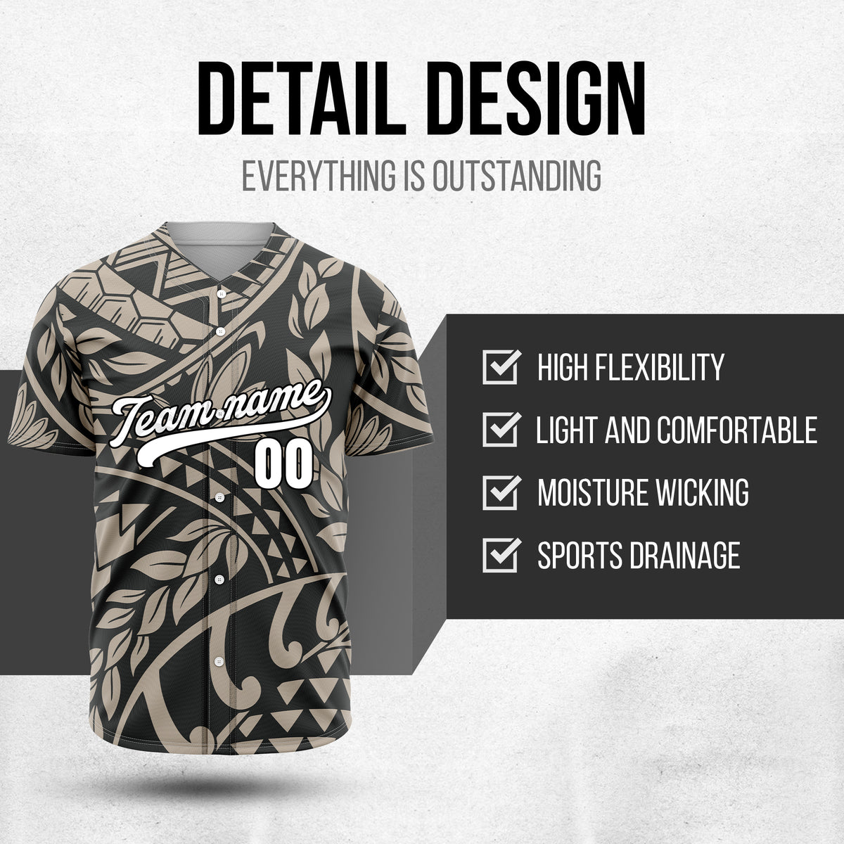 Custom Hawaii Storm Dark Grey Baseball Sports Jersey Personalized Uniform with Name & Number