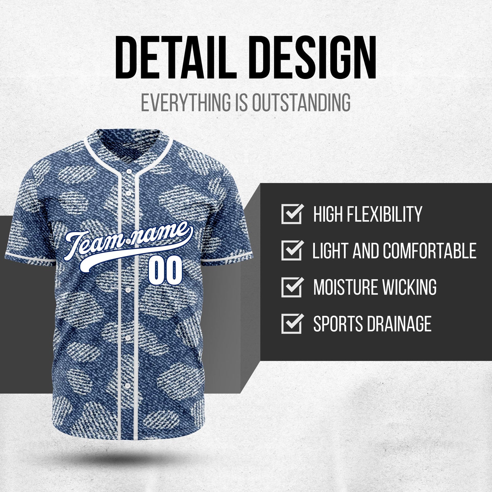 Custom Denim Pro Baseball Sports Jersey Personalized Uniform with Name & Number