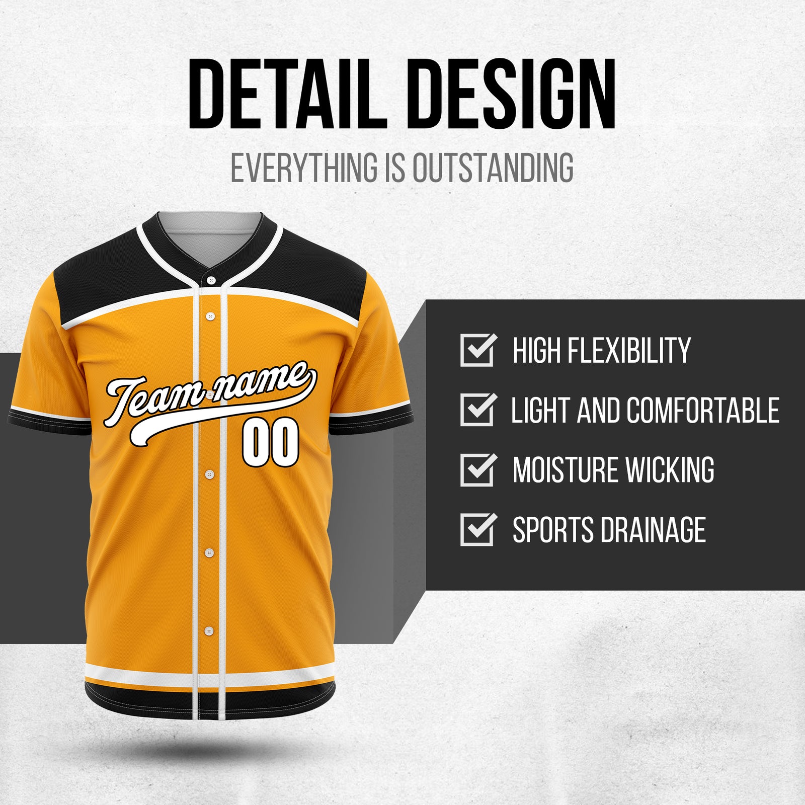 Custom Marquee Classic Baseball Orange Sports Jersey Personalized Uniform with Name & Number