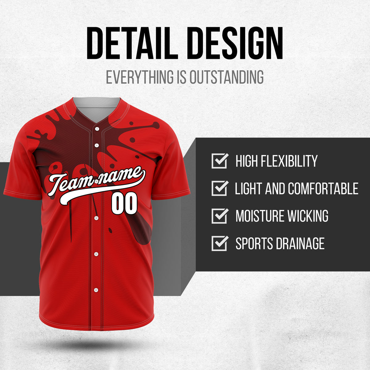 Custom Paint Burst Red Sports Jersey Personalized Uniform with Name & Number