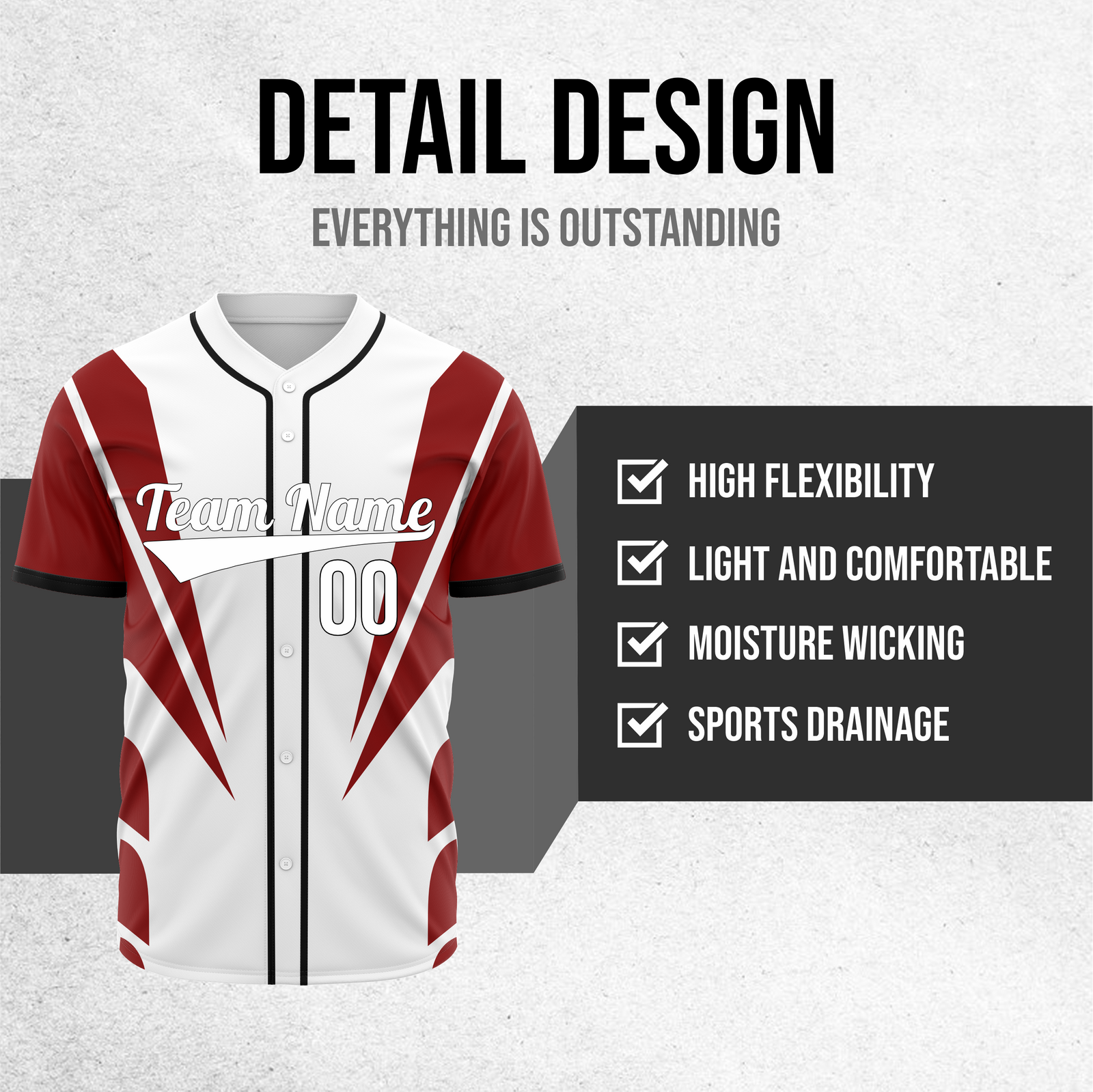 Custom Panel Flow Baseball White Sports Jersey Personalized Uniform with Name & Number