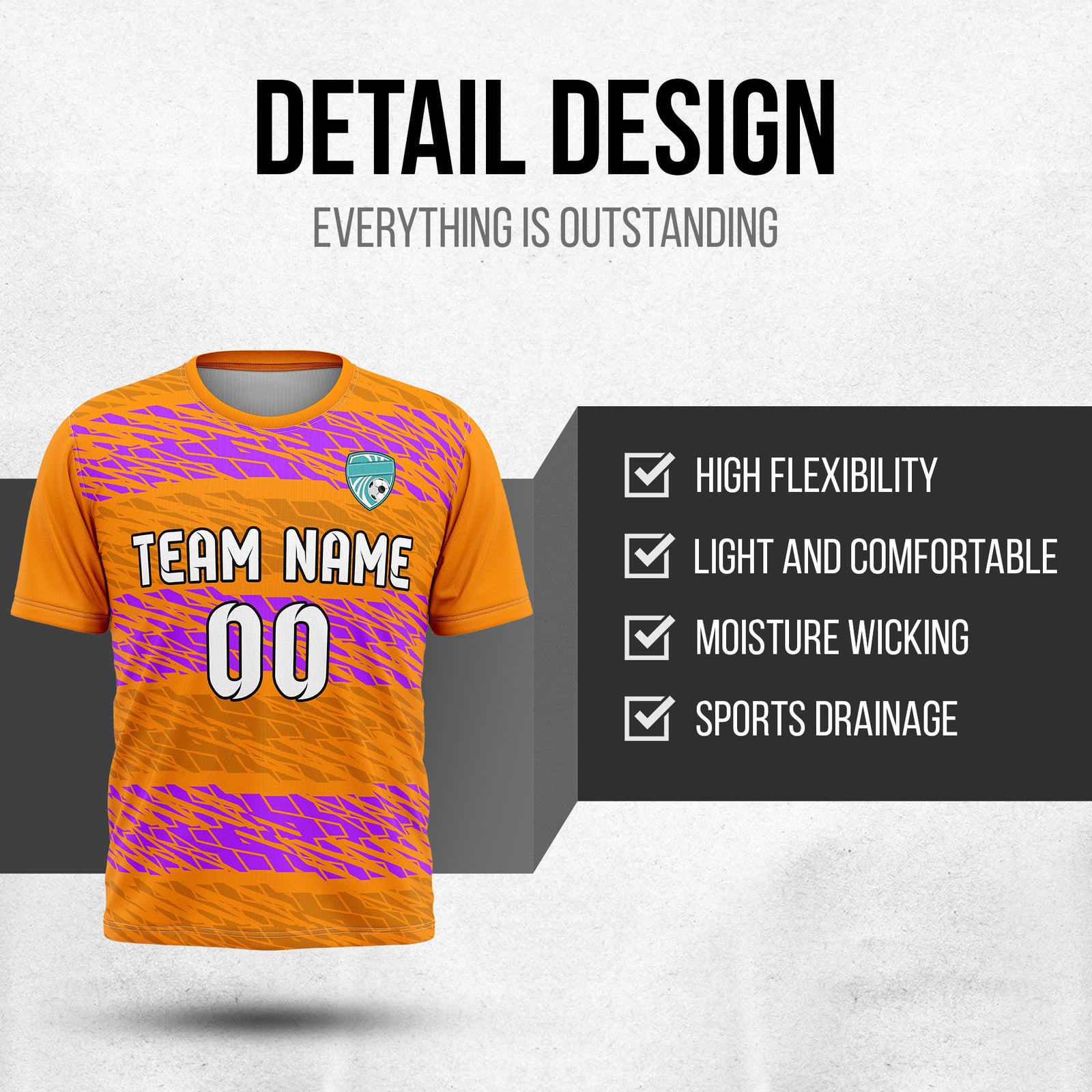 Custom Flare Strike R-Full Pattern Soccer Orange Sport Tops Jersey