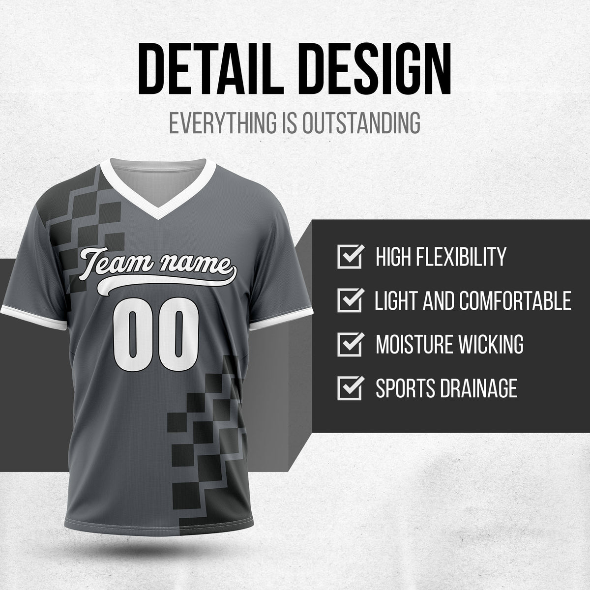 Custom Shadow Pixel Dark Grey Baseball Sports Jersey Personalized Uniform with Name & Number