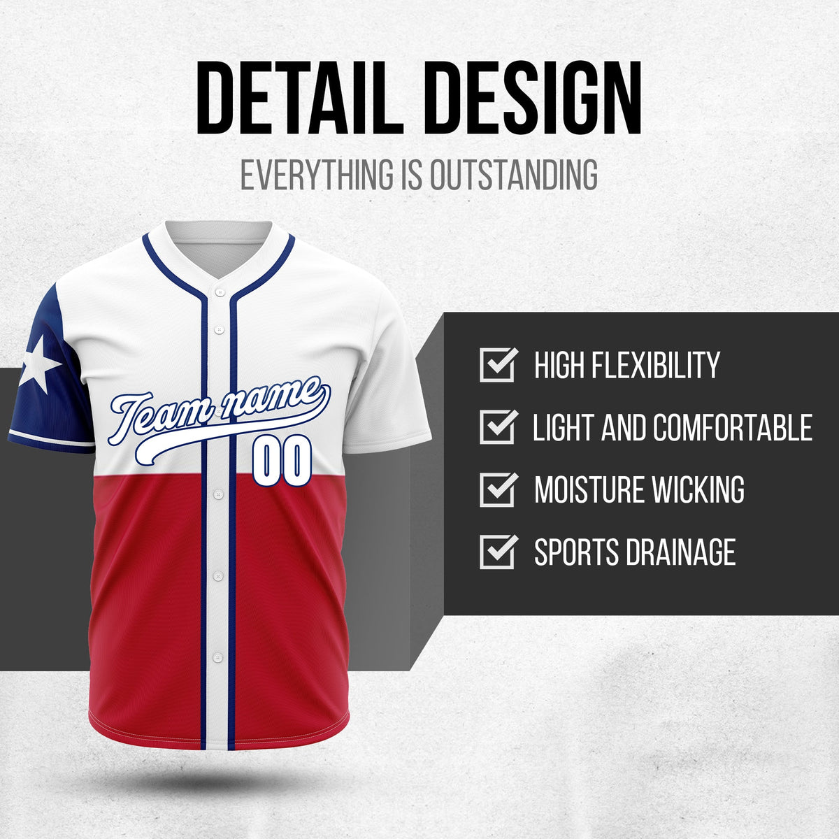 Custom Texas Heritage Baseball Sports Jersey Personalized Uniform with Name & Number