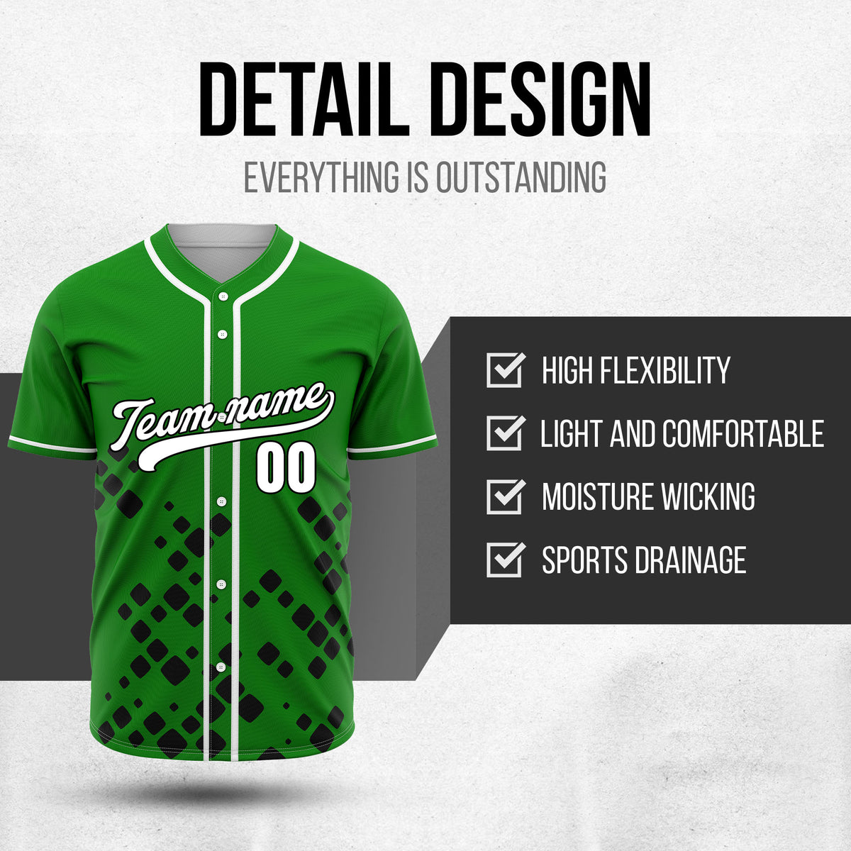 Custom Shadow Sparks Green Baseball Sports Jersey Personalized Uniform with Name & Number