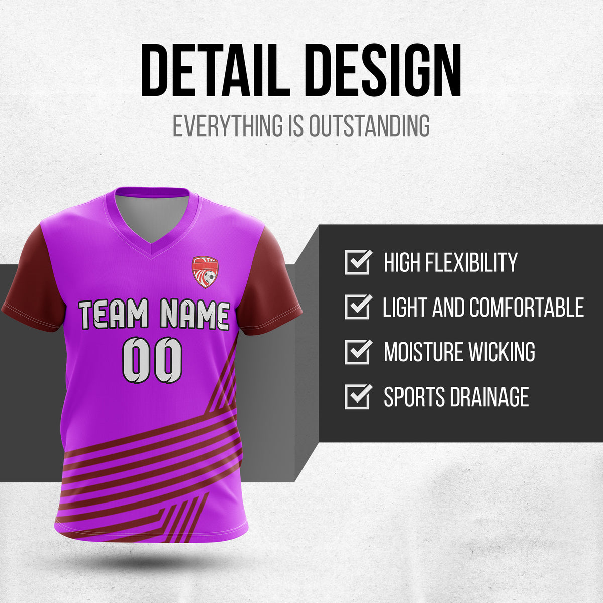 Custom Rapid Line V-Side Pattern Purple Soccer sport Tops Jersey