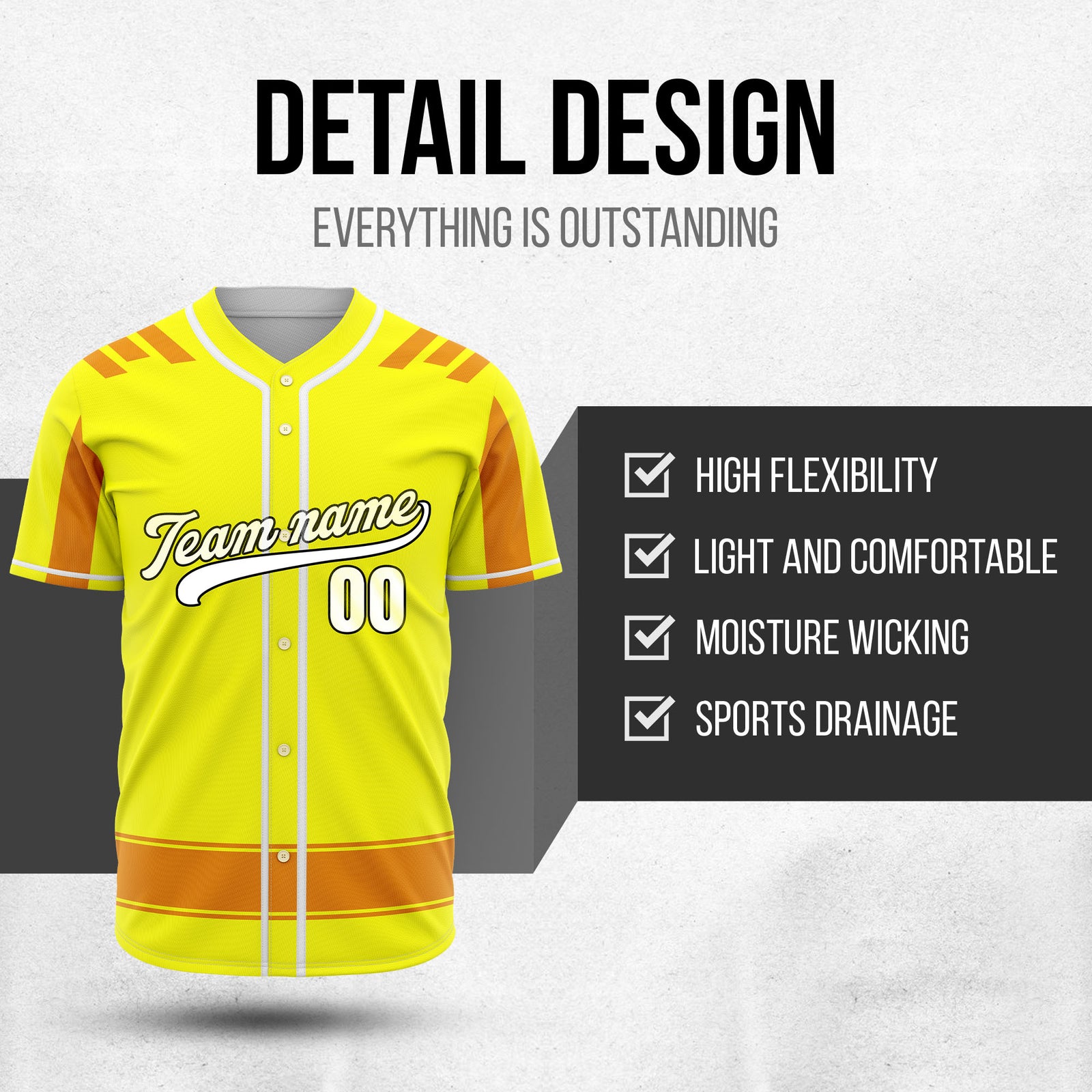 Custom Radiant Strike Yellow Raglan Style Baseball Sports Jersey Personalized Uniform with Name & Number