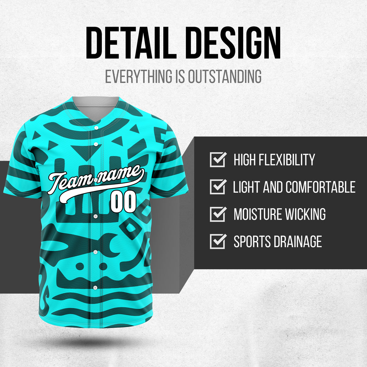 Custom Hawaii Hustle Aqua Baseball Sports Jersey Personalized Uniform with Name & Number