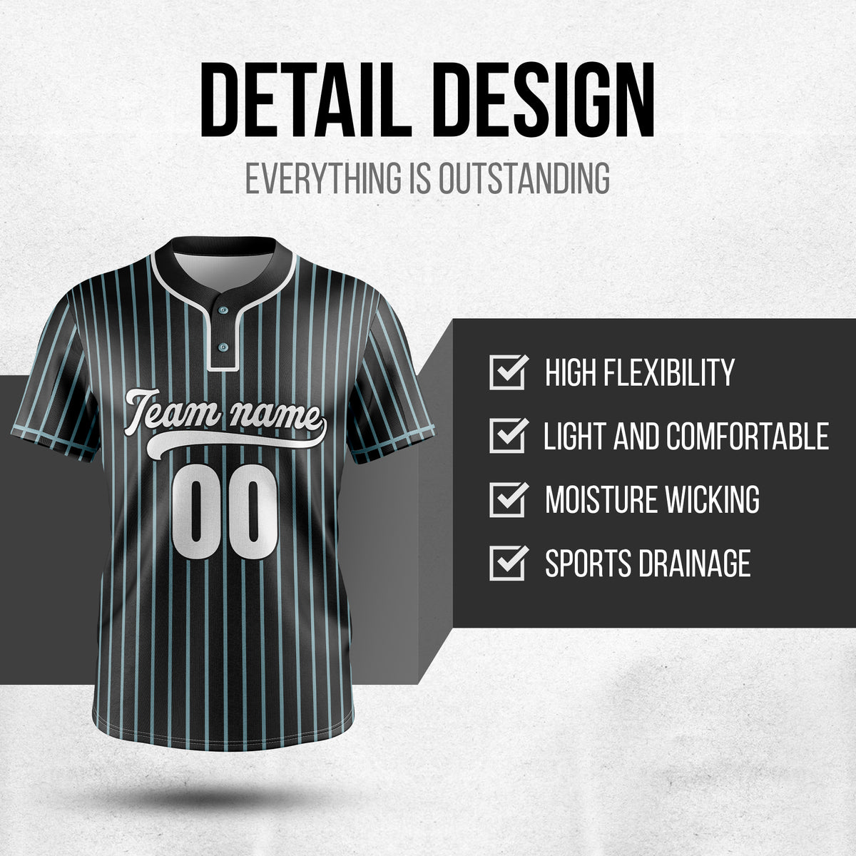 Custom Pinstripe Baseball Black Sports Jersey Personalized Uniform with Name & Number