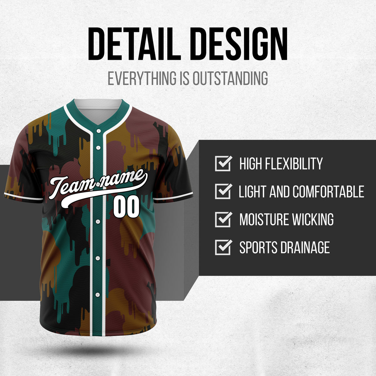 Custom Paint Hustlers Teal Baseball Sports Jersey Personalized Uniform with Name & Number