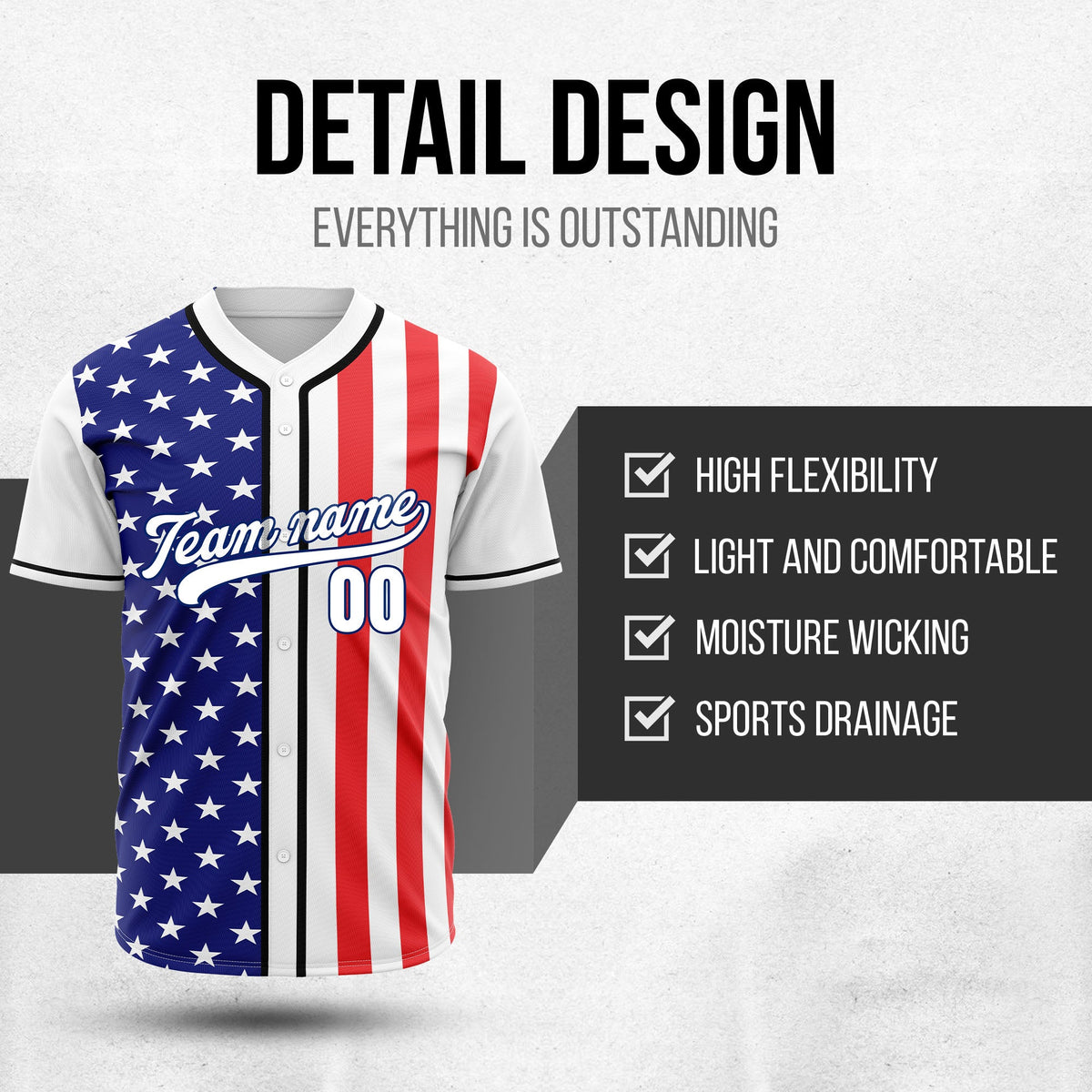 Custom Liberty Stars Baseball Sports Jersey Personalized Uniform with Name & Number