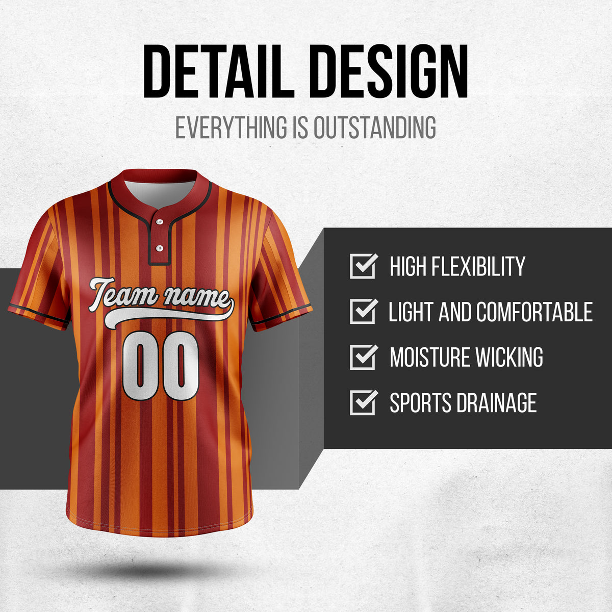 Custom Stripe Fusion Red Baseball Sports Jersey Personalized Uniform with Name & Number