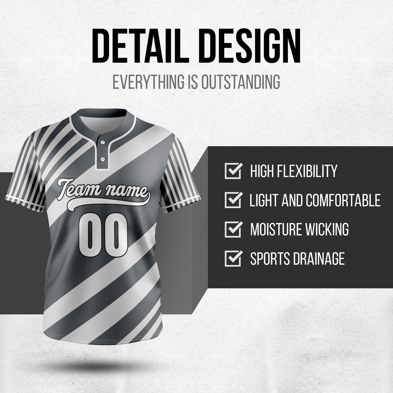 Custom Vibe Split Grey Baseball Sports Jersey Personalized Uniform with Name & Number