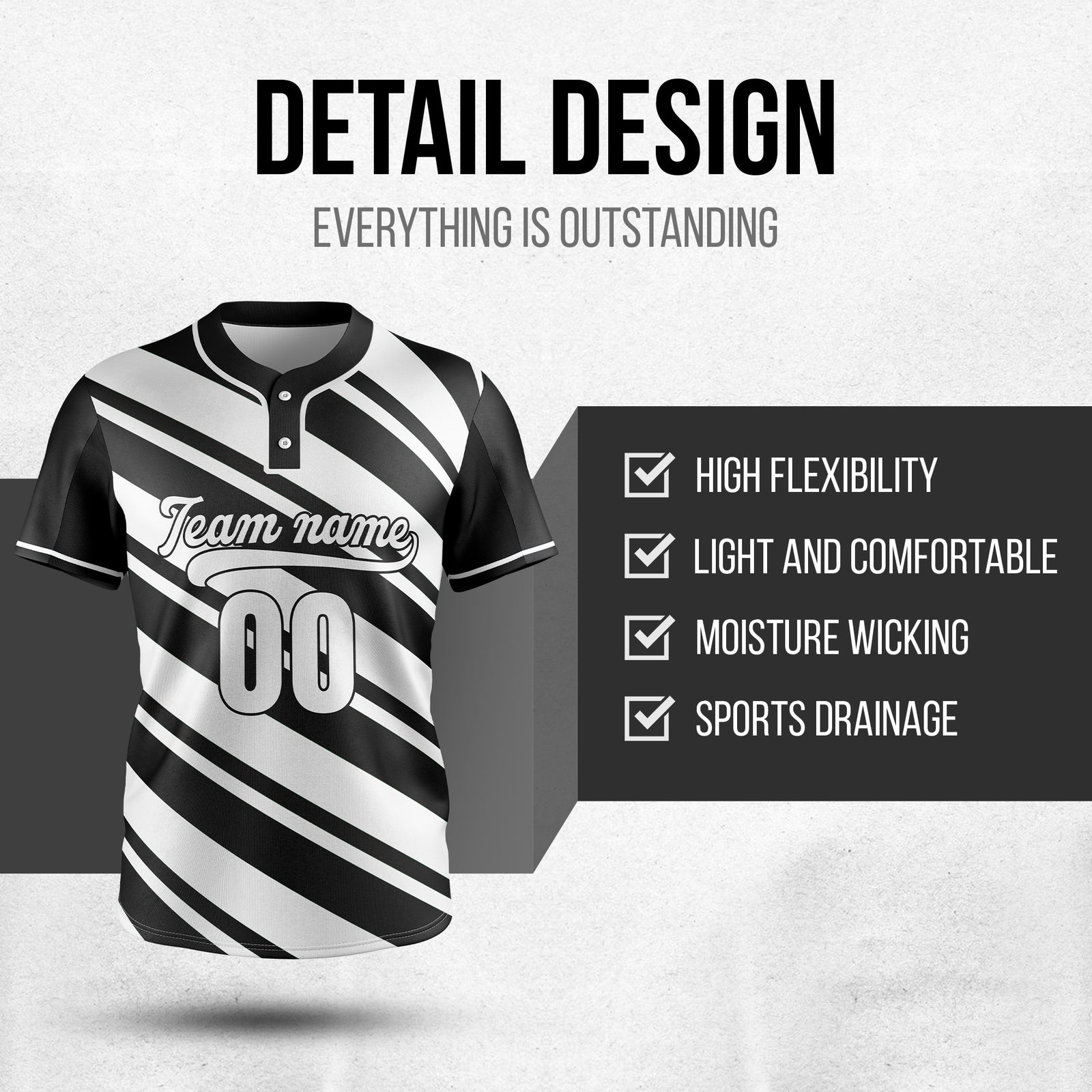 Custom Bold Flow Black Baseball Sports Jersey Personalized Uniform with Name & Number