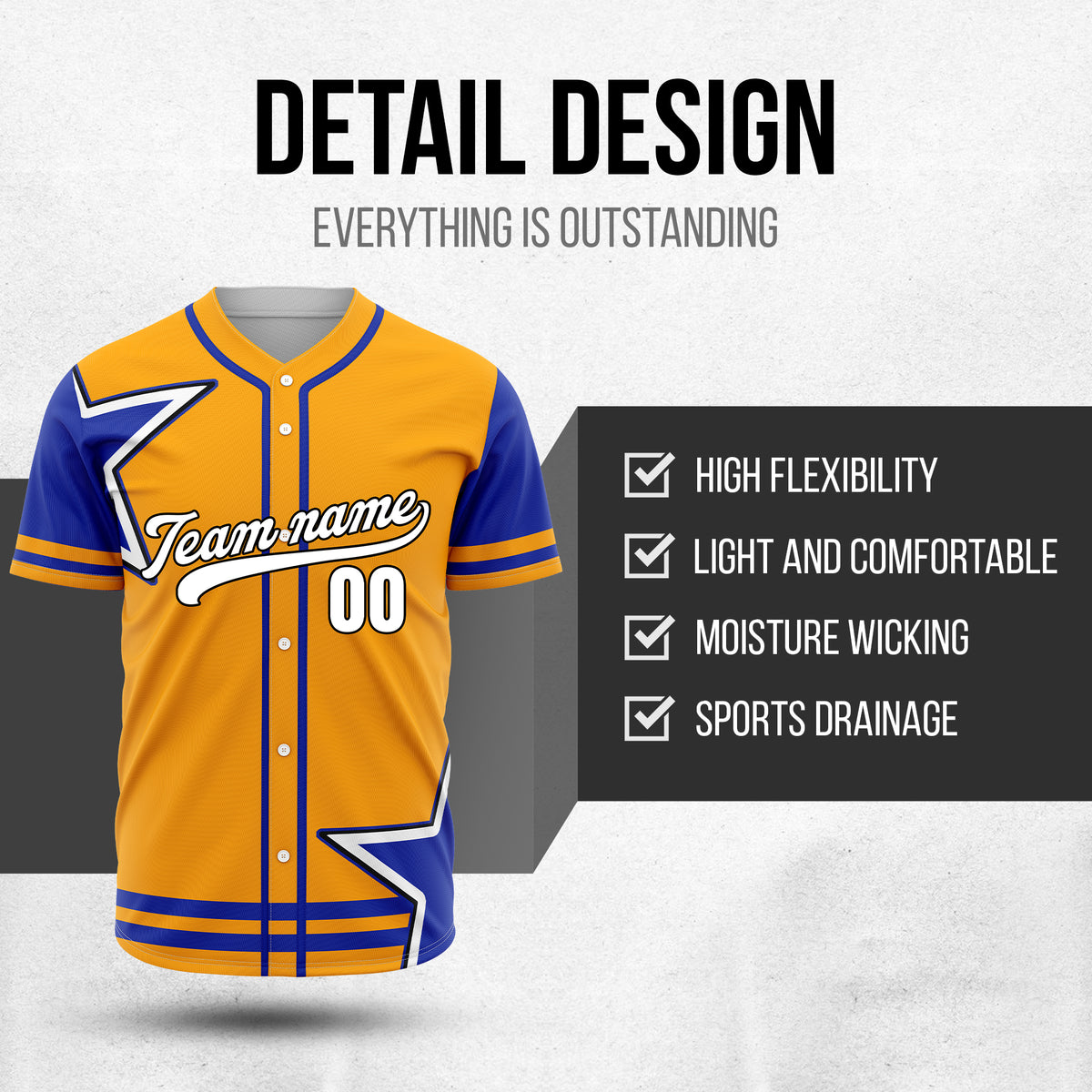 Custom Star Classic Baseball Orange Sports Jersey Personalized Uniform with Name & Number