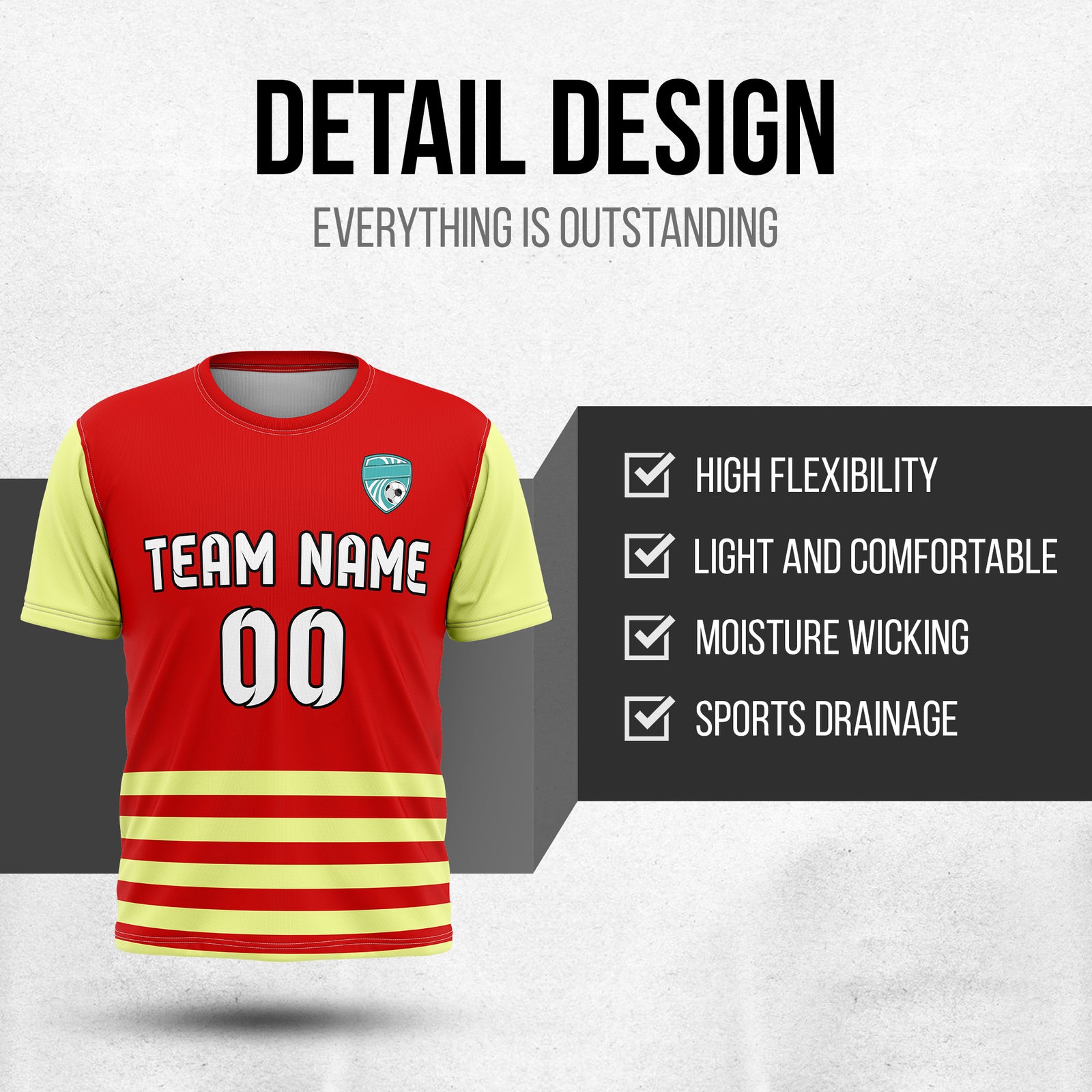 Custom BaseLine Stripe Red Soccer sport Tops Jersey