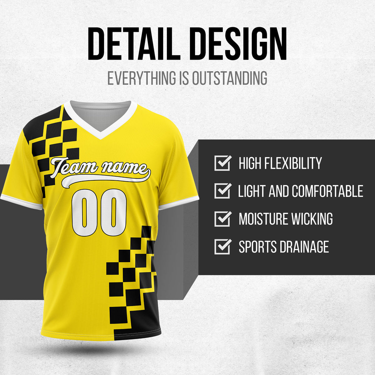 Custom Shadow Pixel Yellow Baseball Sports Jersey Personalized Uniform with Name & Number