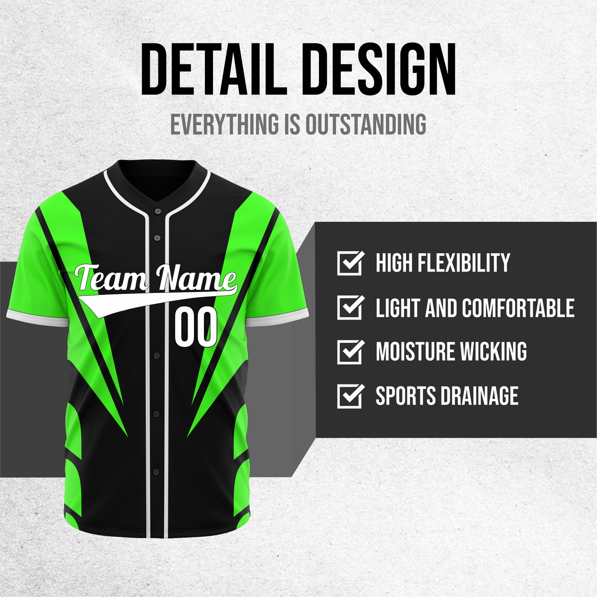 Custom Panel Flow Baseball Black Sports Jersey Personalized Uniform with Name & Number