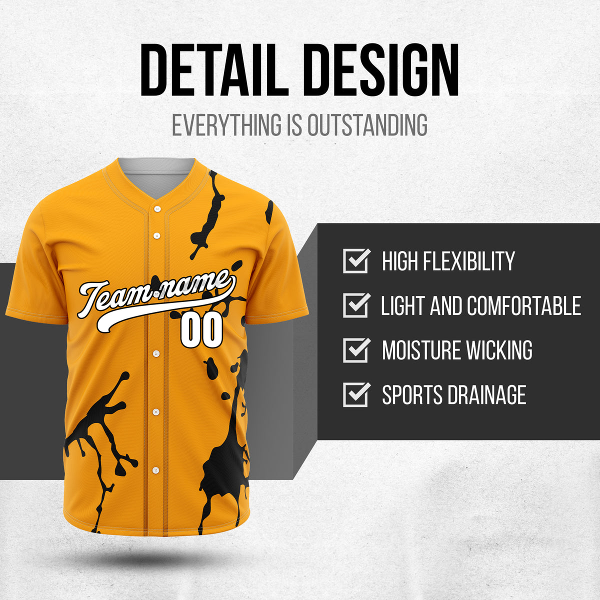 Custom Ink Paint Pop Orange Sports Jersey Personalized Uniform with Name & Number