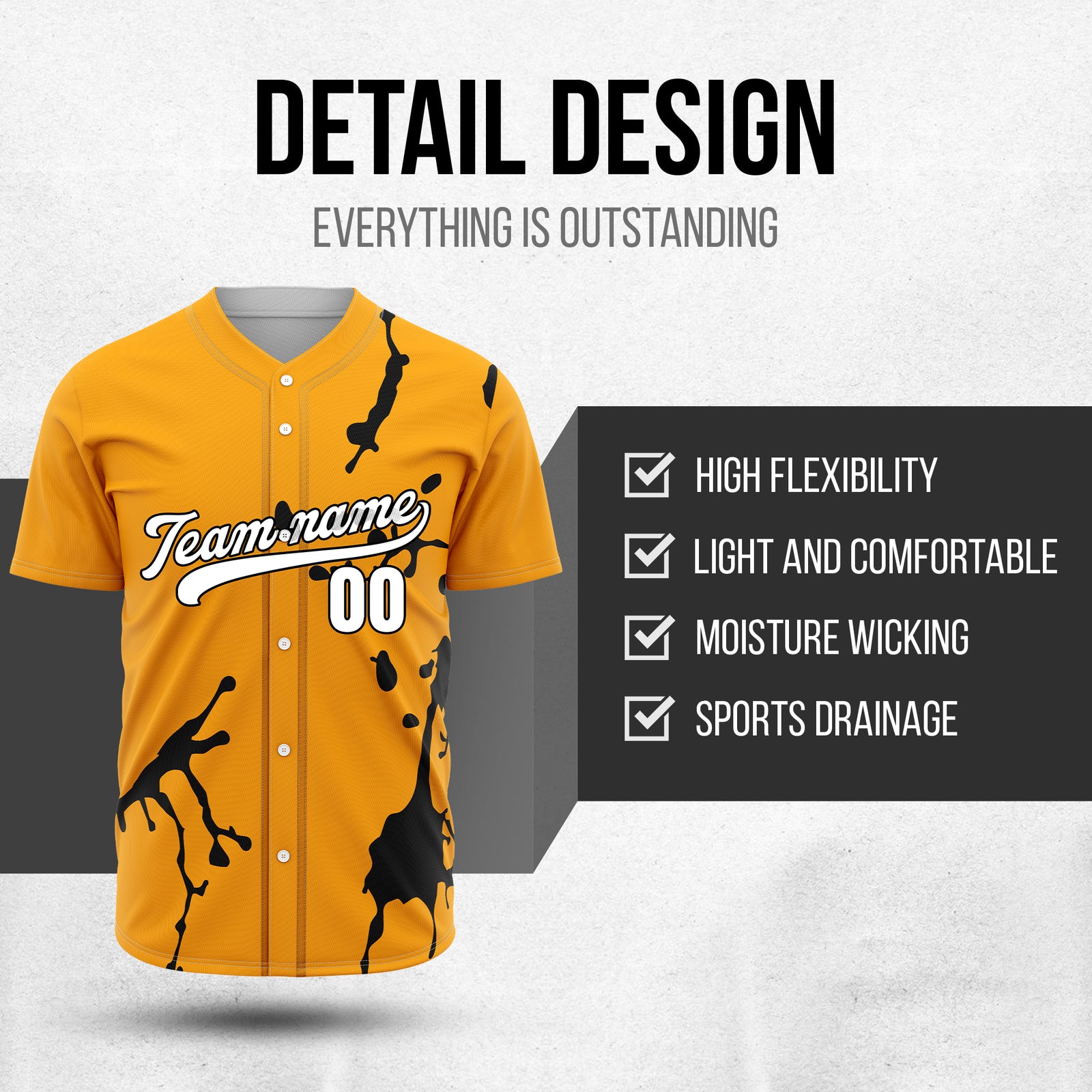 Custom Ink Paint Pop Orange Sports Jersey Personalized Uniform with Name & Number