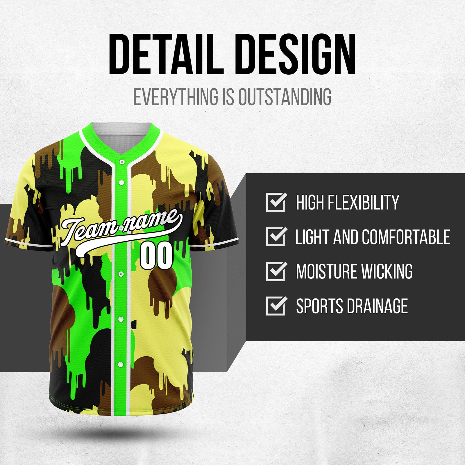Custom Paint Hustlers Neon Green Baseball Sports Jersey Personalized Uniform with Name & Number