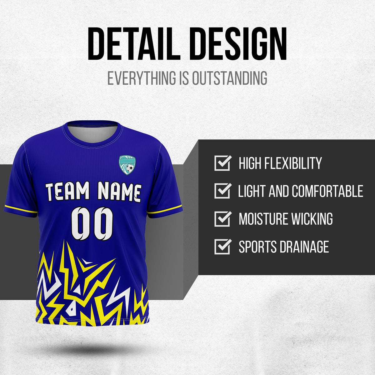 Custom Spark Strike R Side Pattern Soccer Navy Sport Tops Jersey