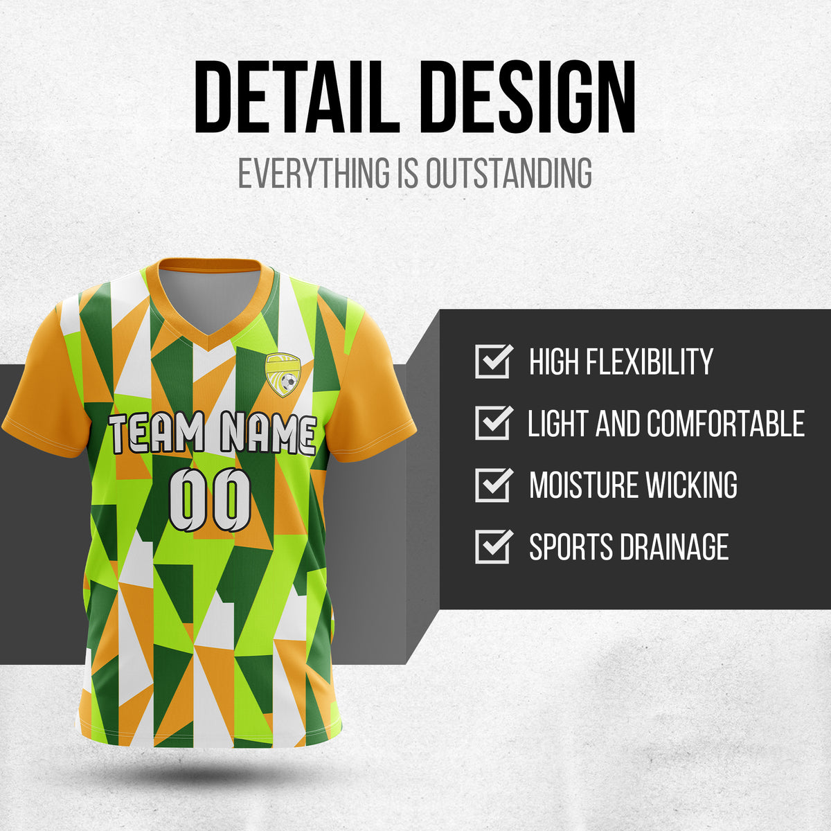 Custom Crystal V-Full Pattern Orange Soccer sport Tops Jersey